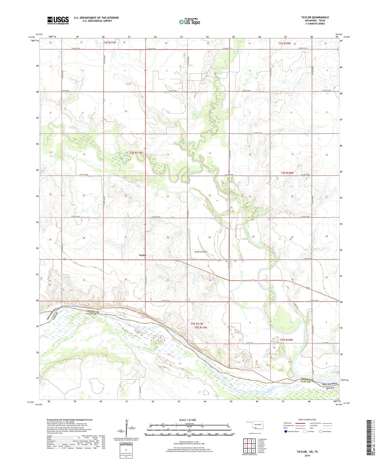 Taylor Oklahoma US Topo Map Image