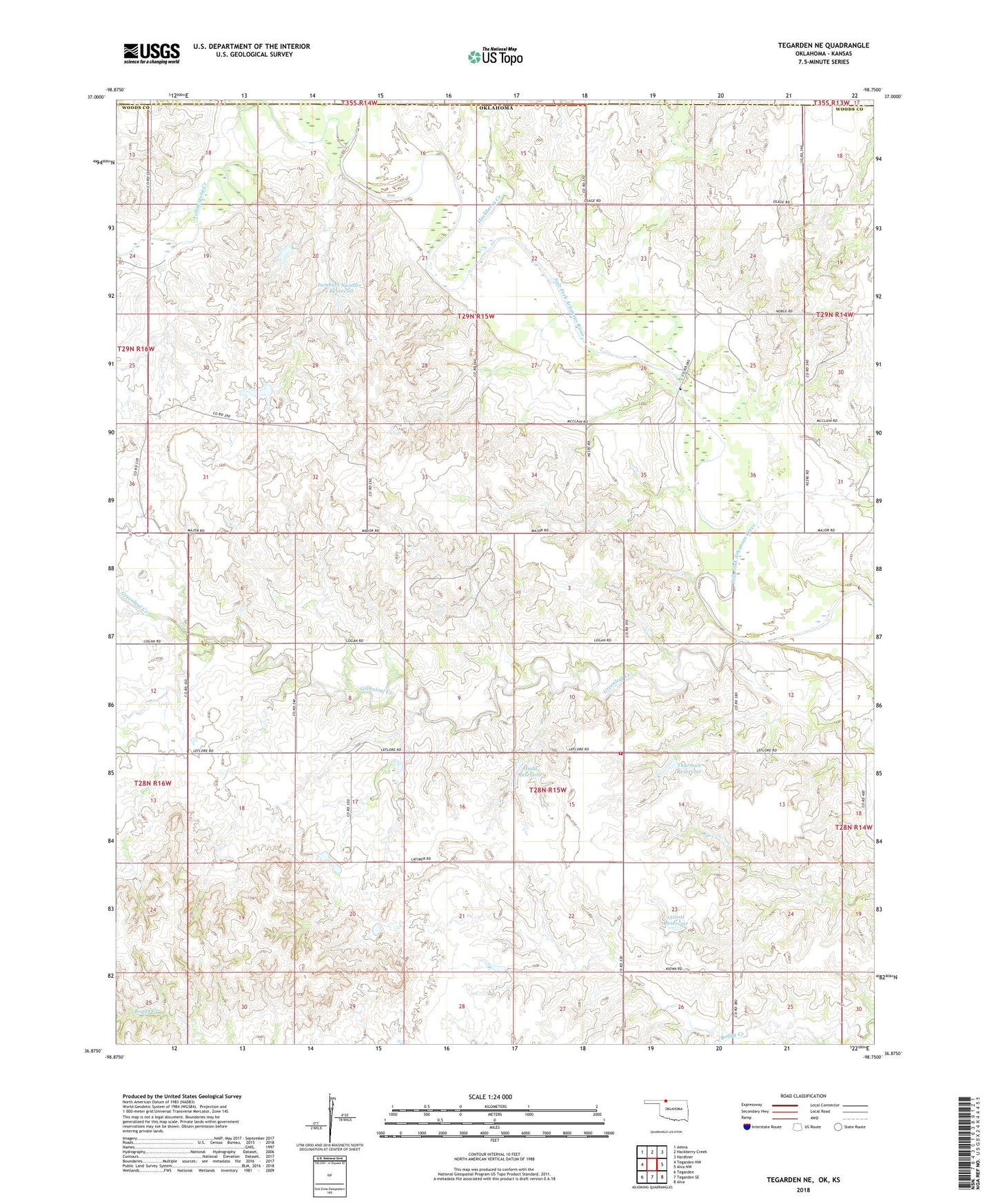 Tegarden NE Oklahoma US Topo Map Image