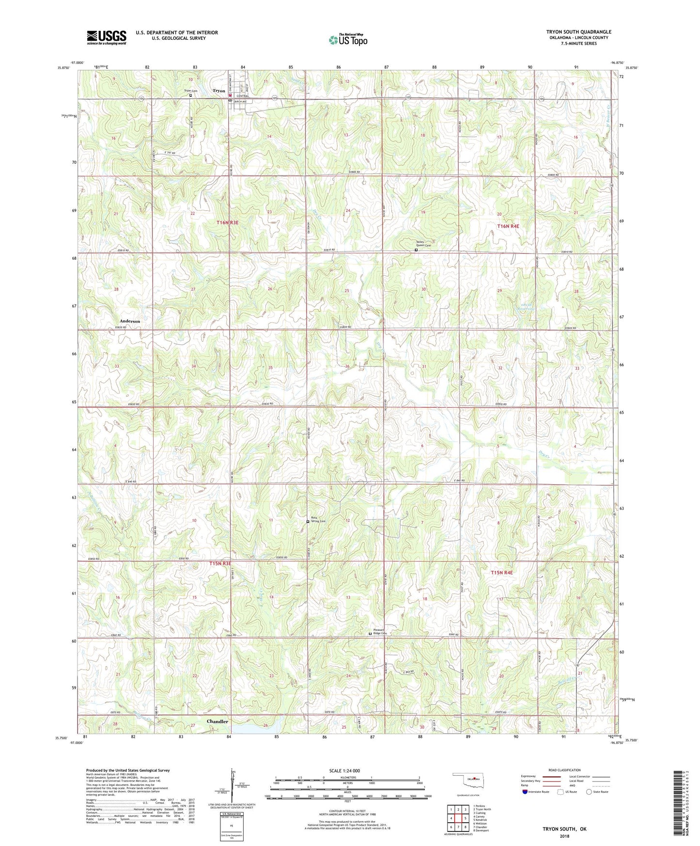 Tryon South Oklahoma US Topo Map Image