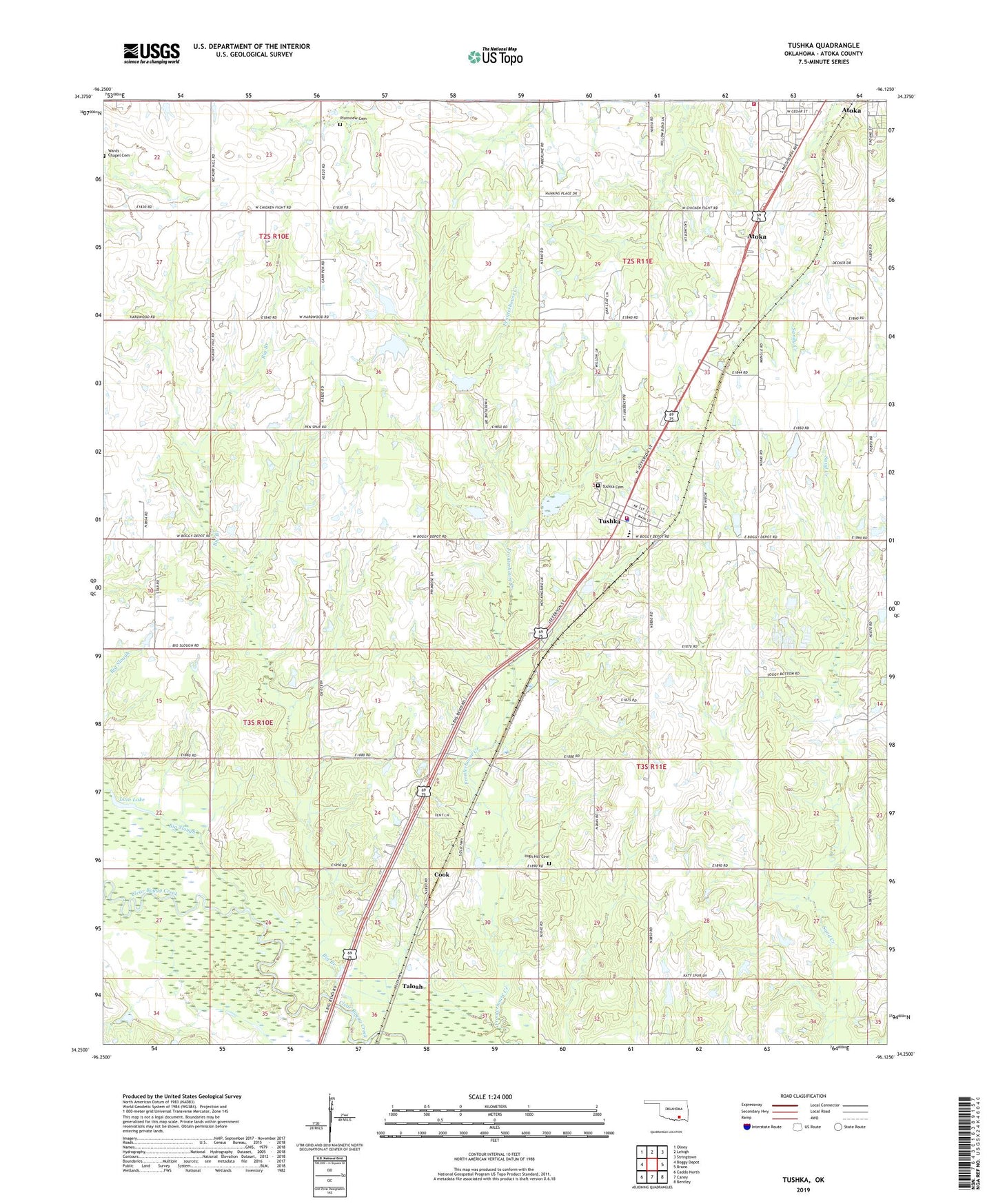 Tushka Oklahoma US Topo Map Image