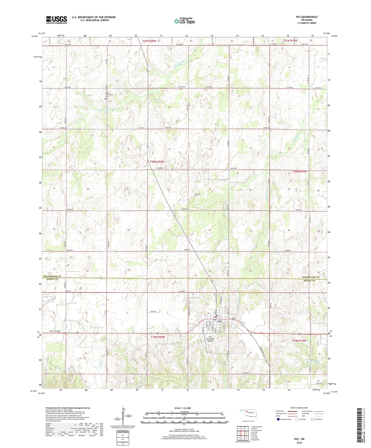 Vici Oklahoma US Topo Map Image