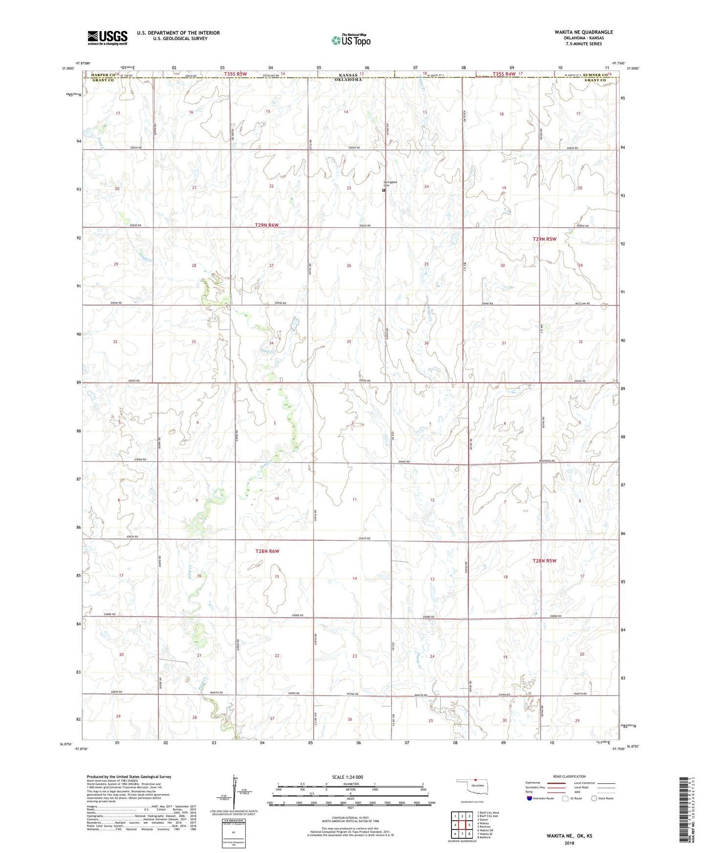 Wakita NE Oklahoma US Topo Map Image