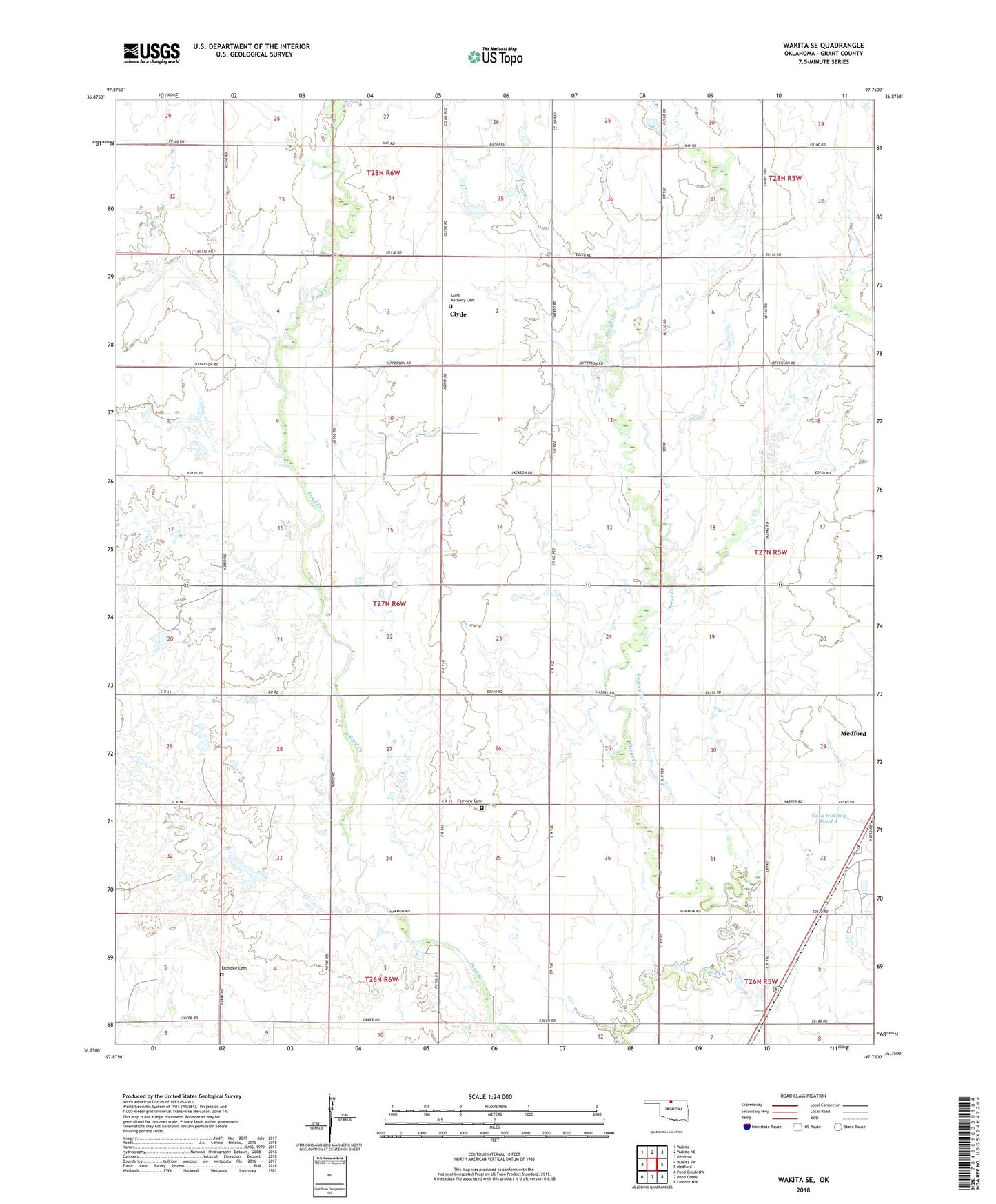 Wakita SE Oklahoma US Topo Map Image