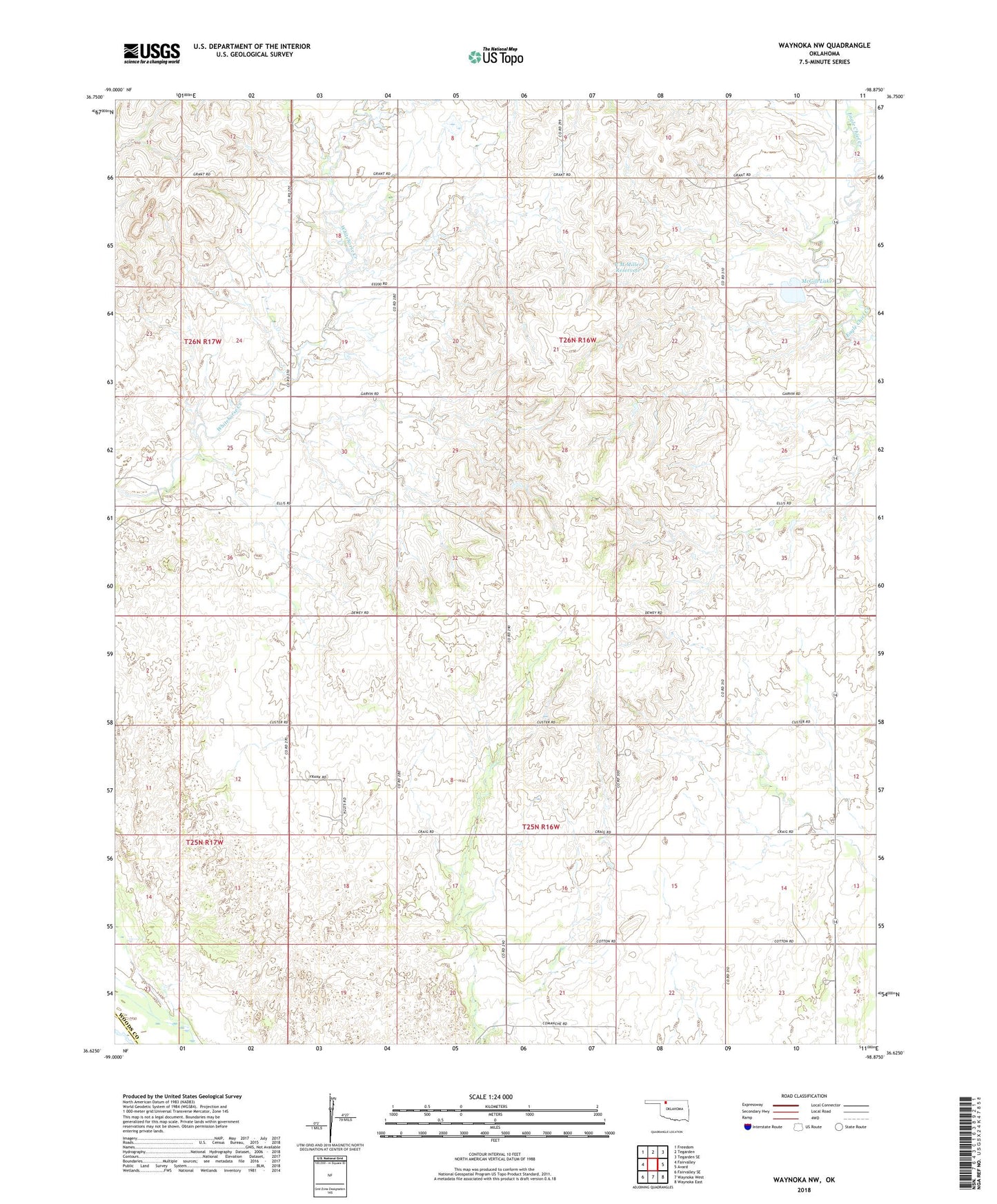 Waynoka NW Oklahoma US Topo Map Image