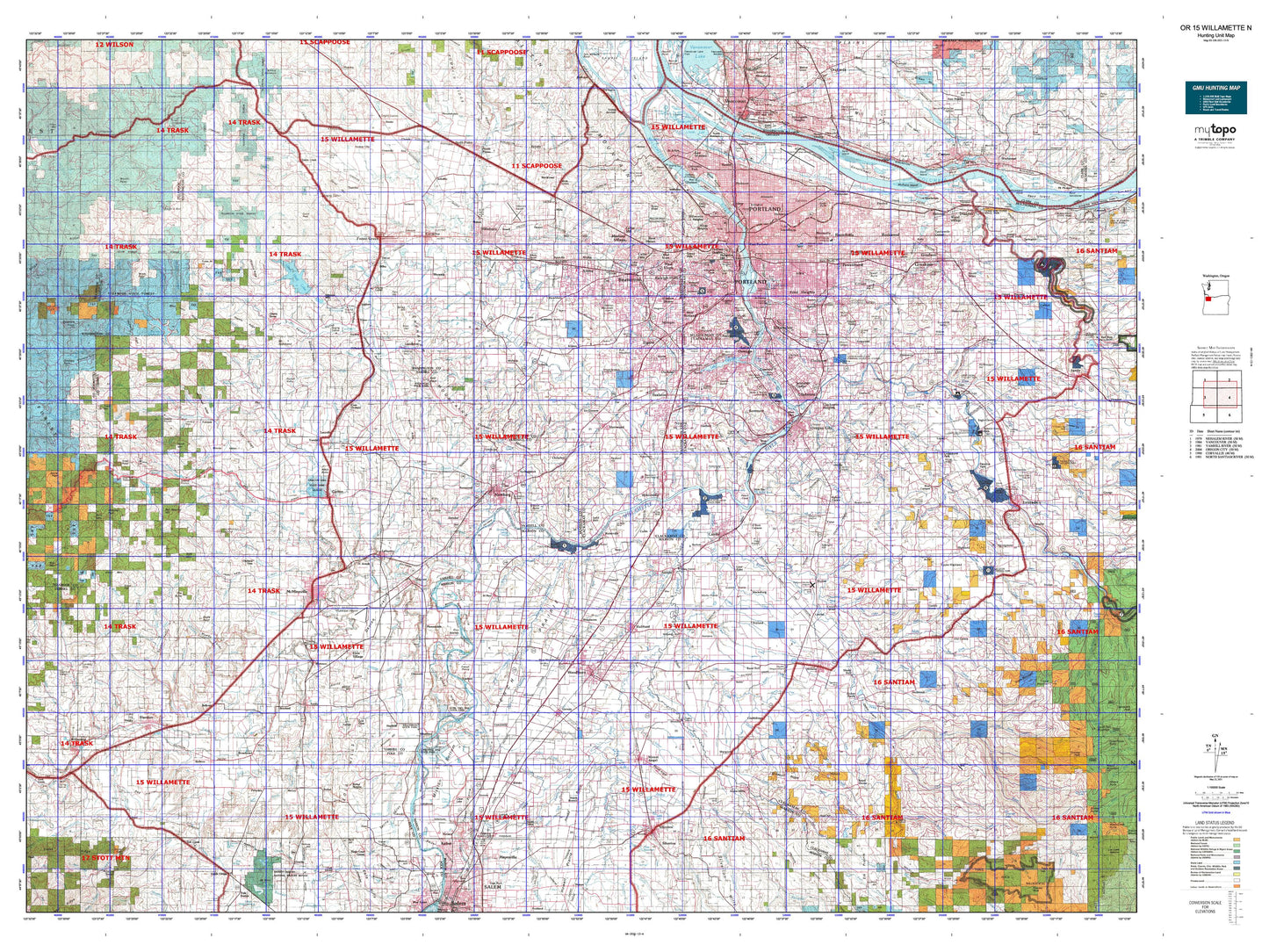 Oregon GMU 15 Willamette N Map Image