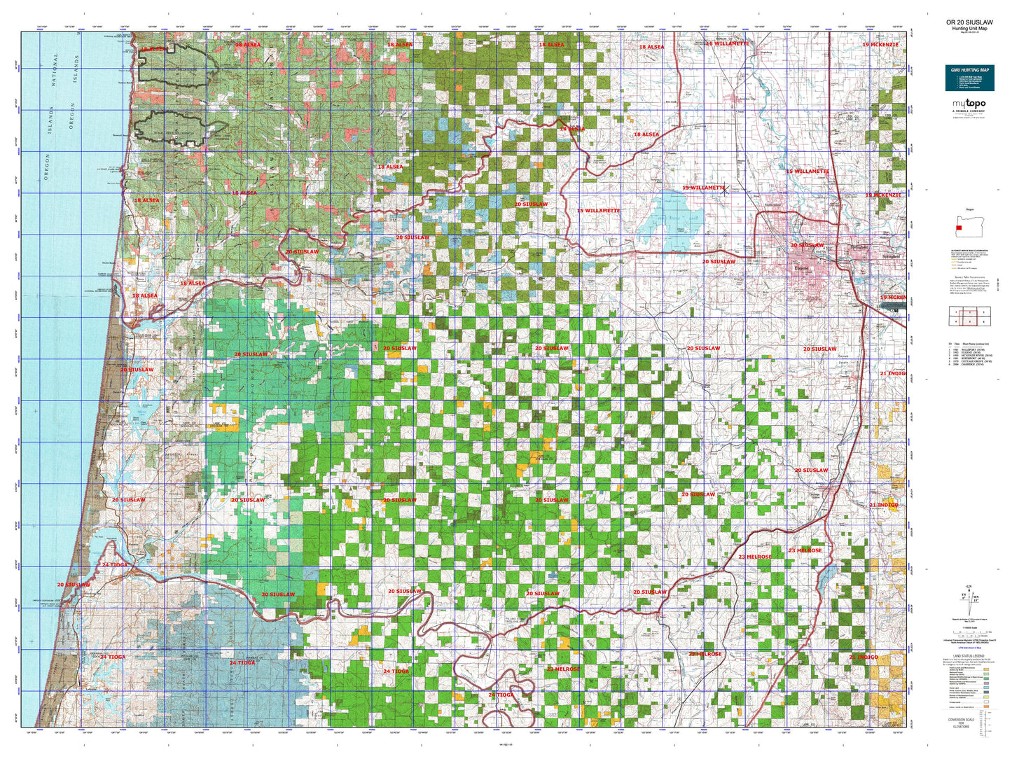 Oregon GMU 20 Siuslaw Map Image