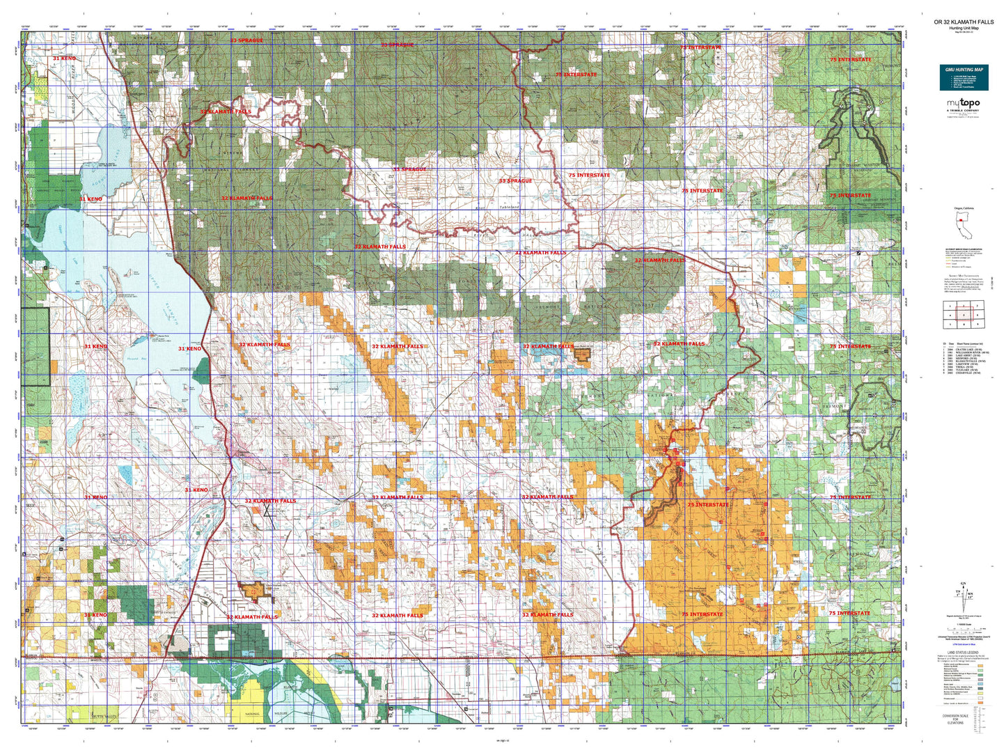 Oregon GMU 32 Klamath Falls Map Image