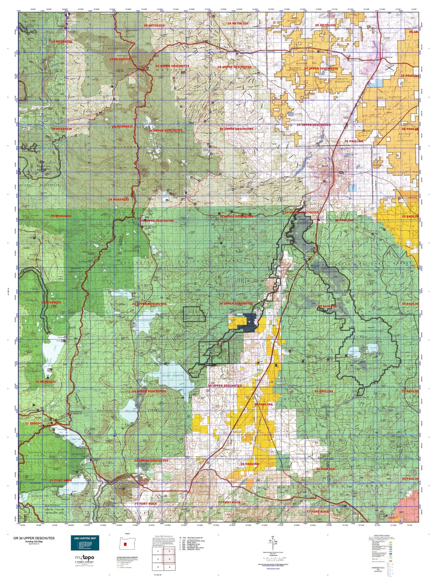 Oregon GMU 34 Upper Deschutes Map Image