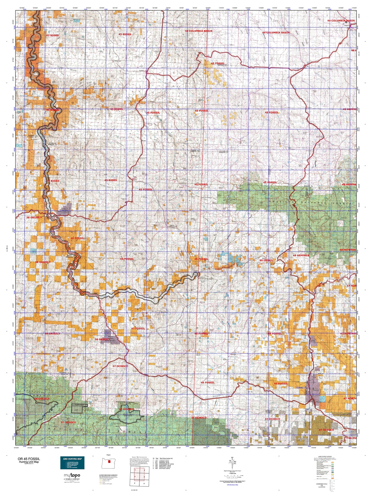 Oregon GMU 45 Fossil Map Image