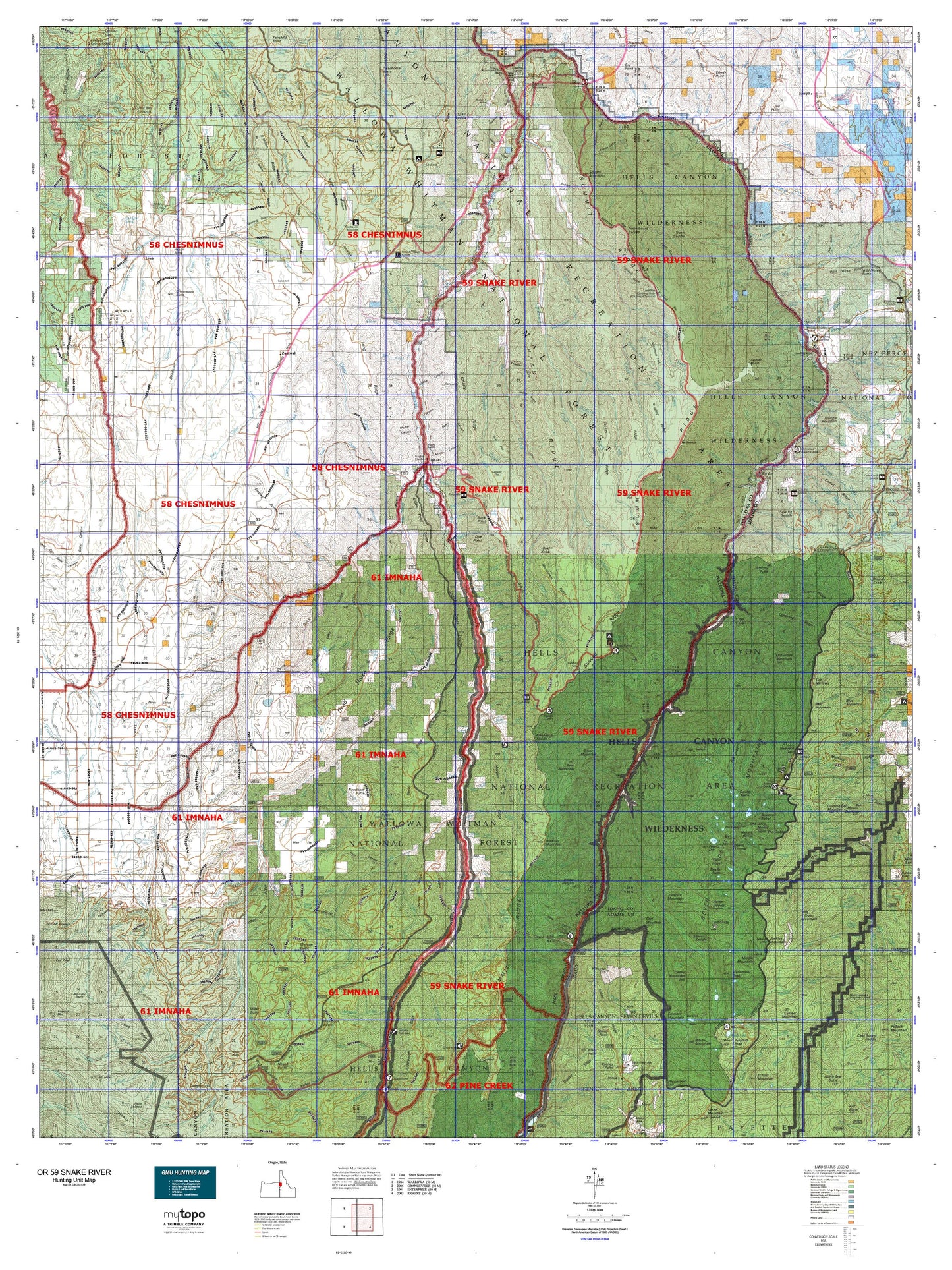Oregon GMU 59 Snake River Map Image