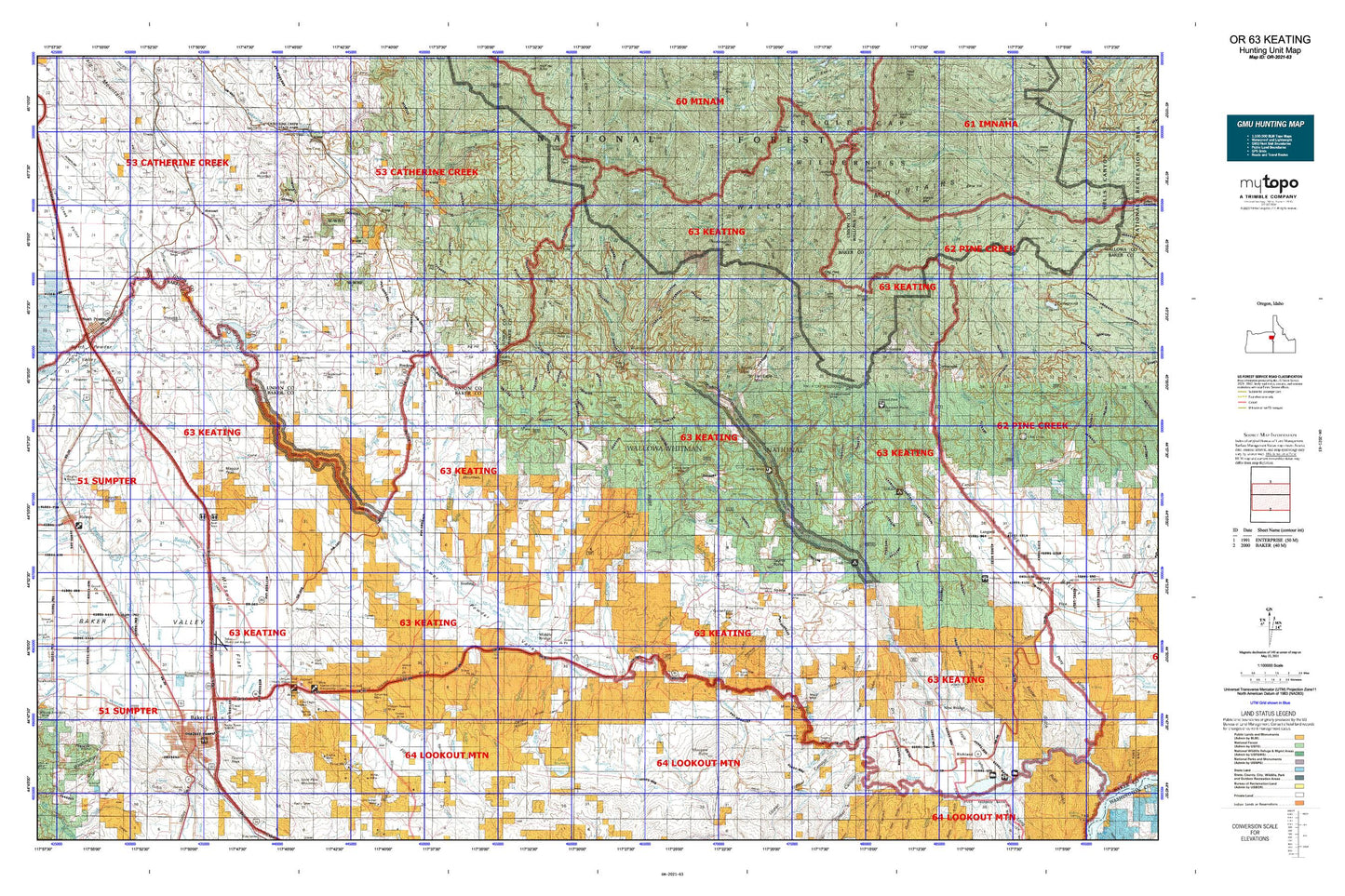 Oregon GMU 63 Keating Map Image