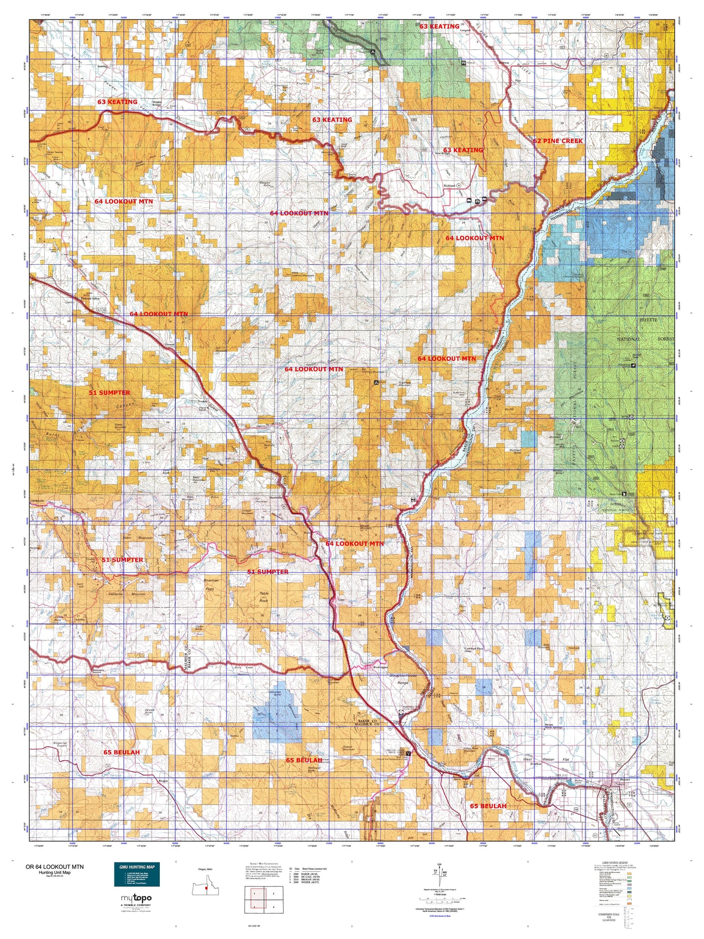 Oregon GMU 64 Lookout Mtn Map Image