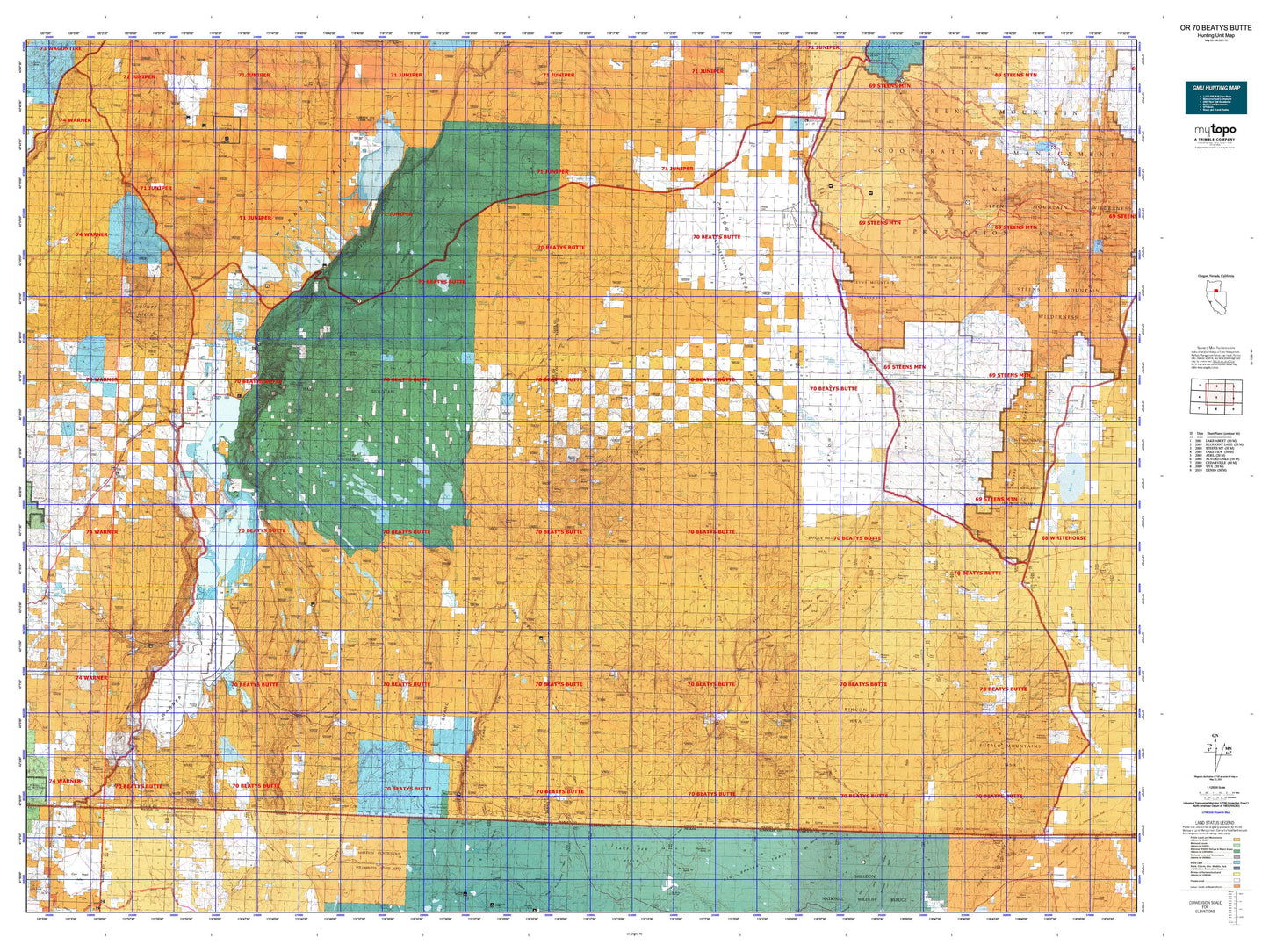 Oregon GMU 70 Beatys Butte Map Image