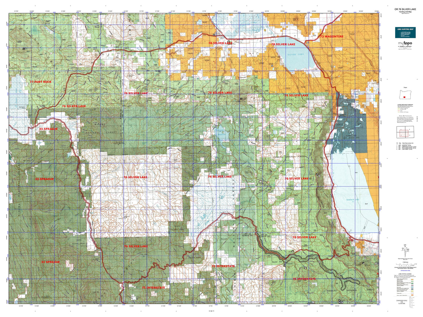 Oregon GMU 76 Silver Lake Map Image