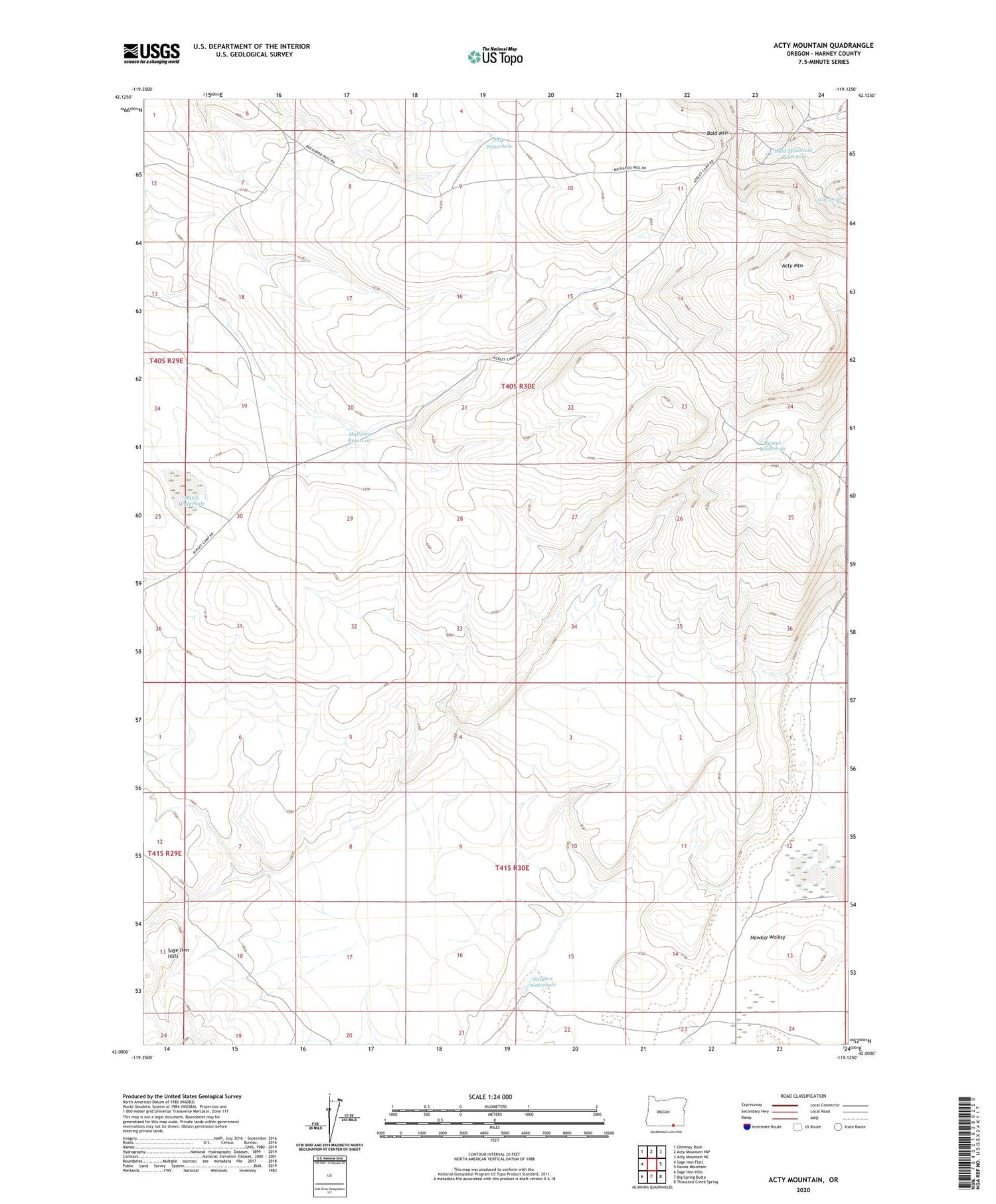 Acty Mountain Oregon US Topo Map Image