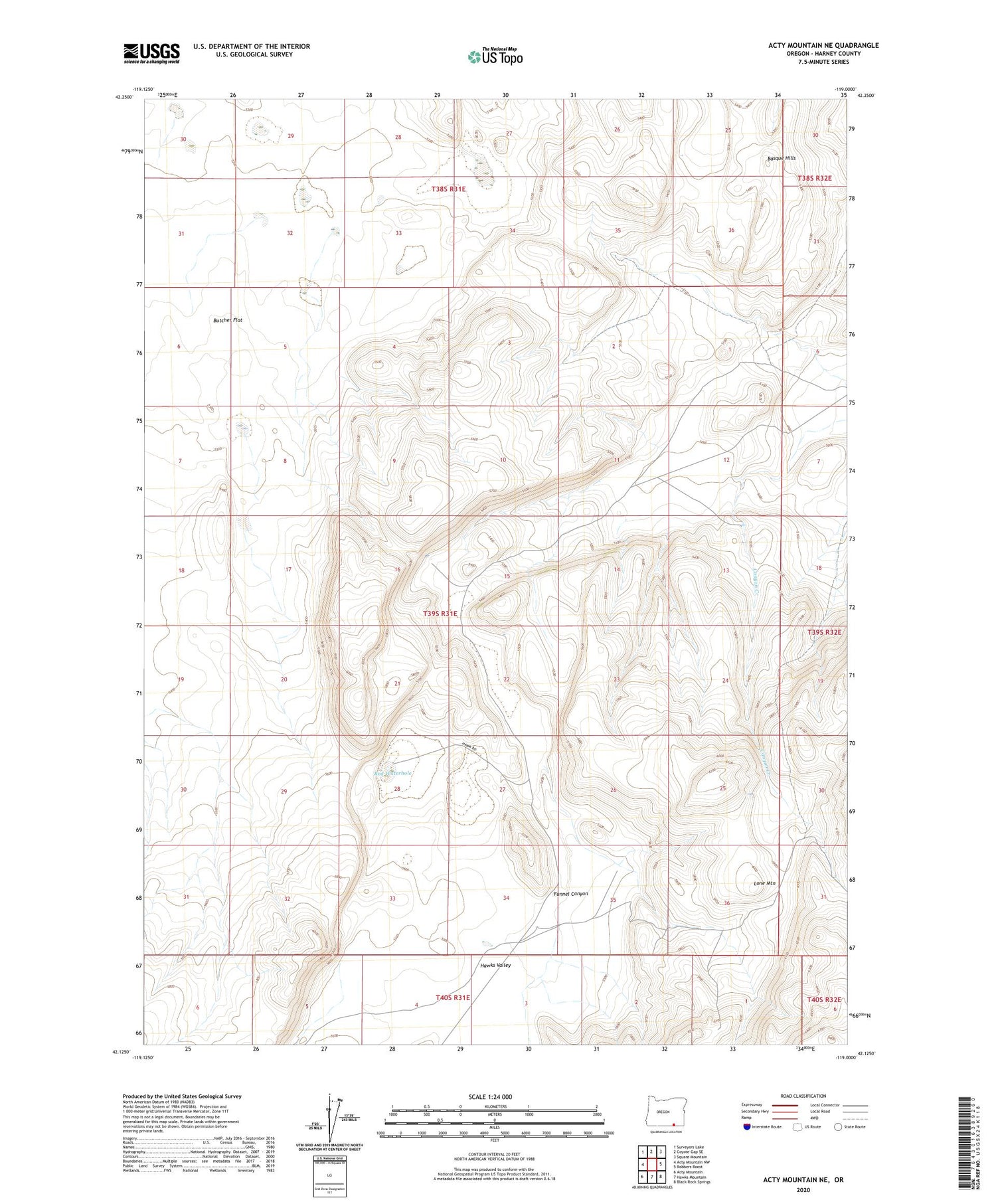 Acty Mountain NE Oregon US Topo Map Image