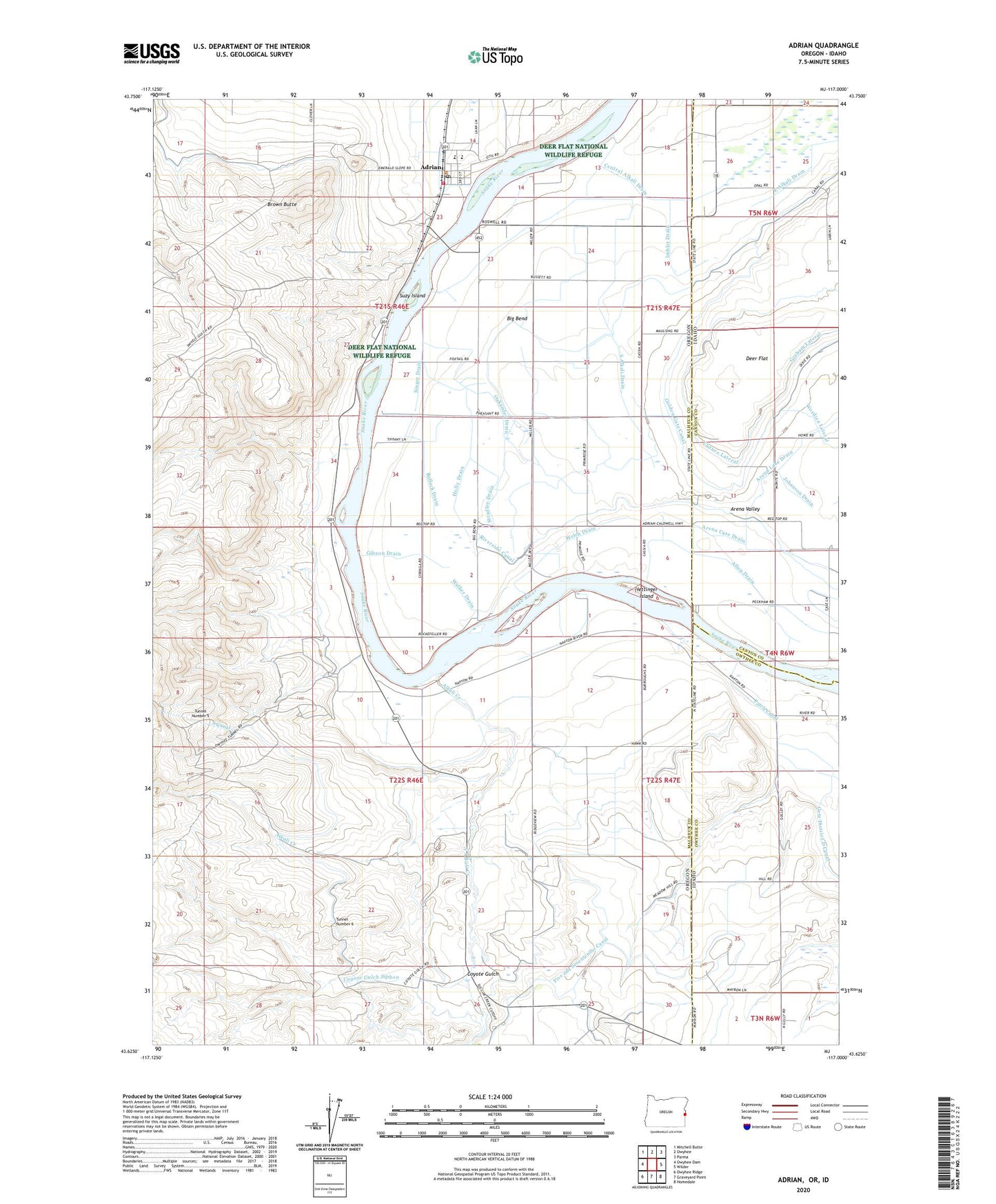 Adrian Oregon US Topo Map Image