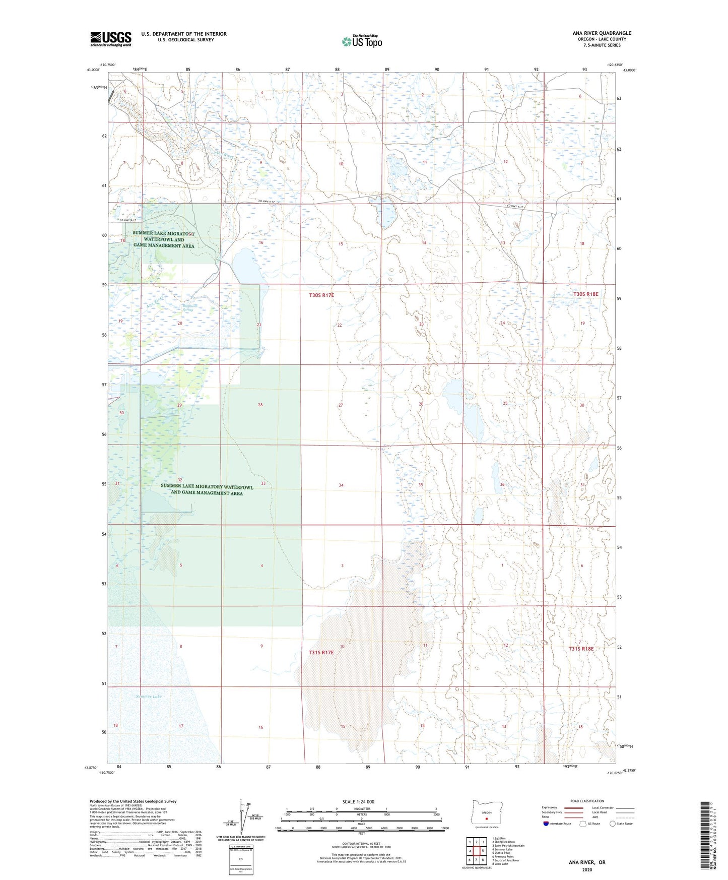 Ana River Oregon US Topo Map Image