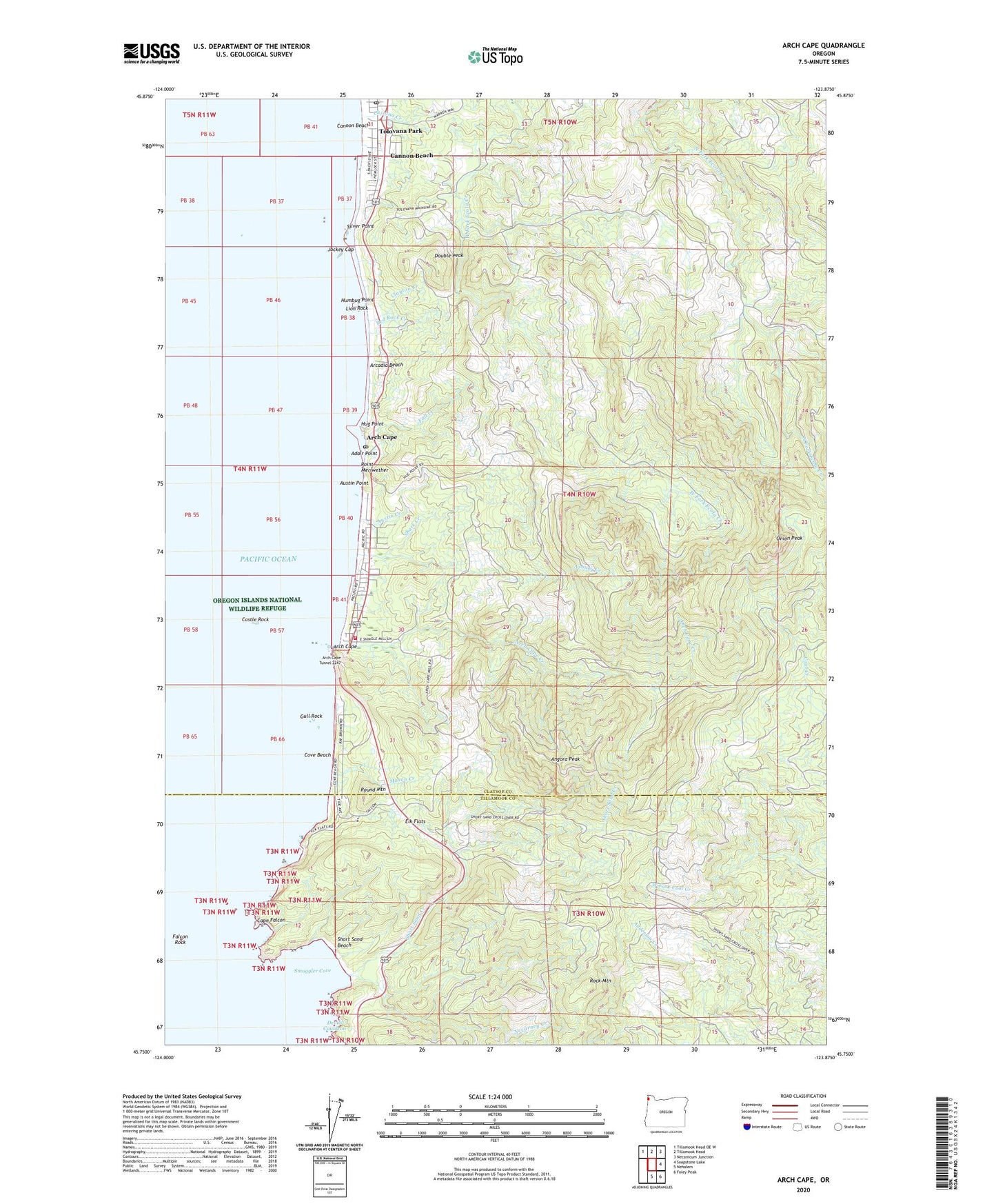 Arch Cape Oregon US Topo Map Image