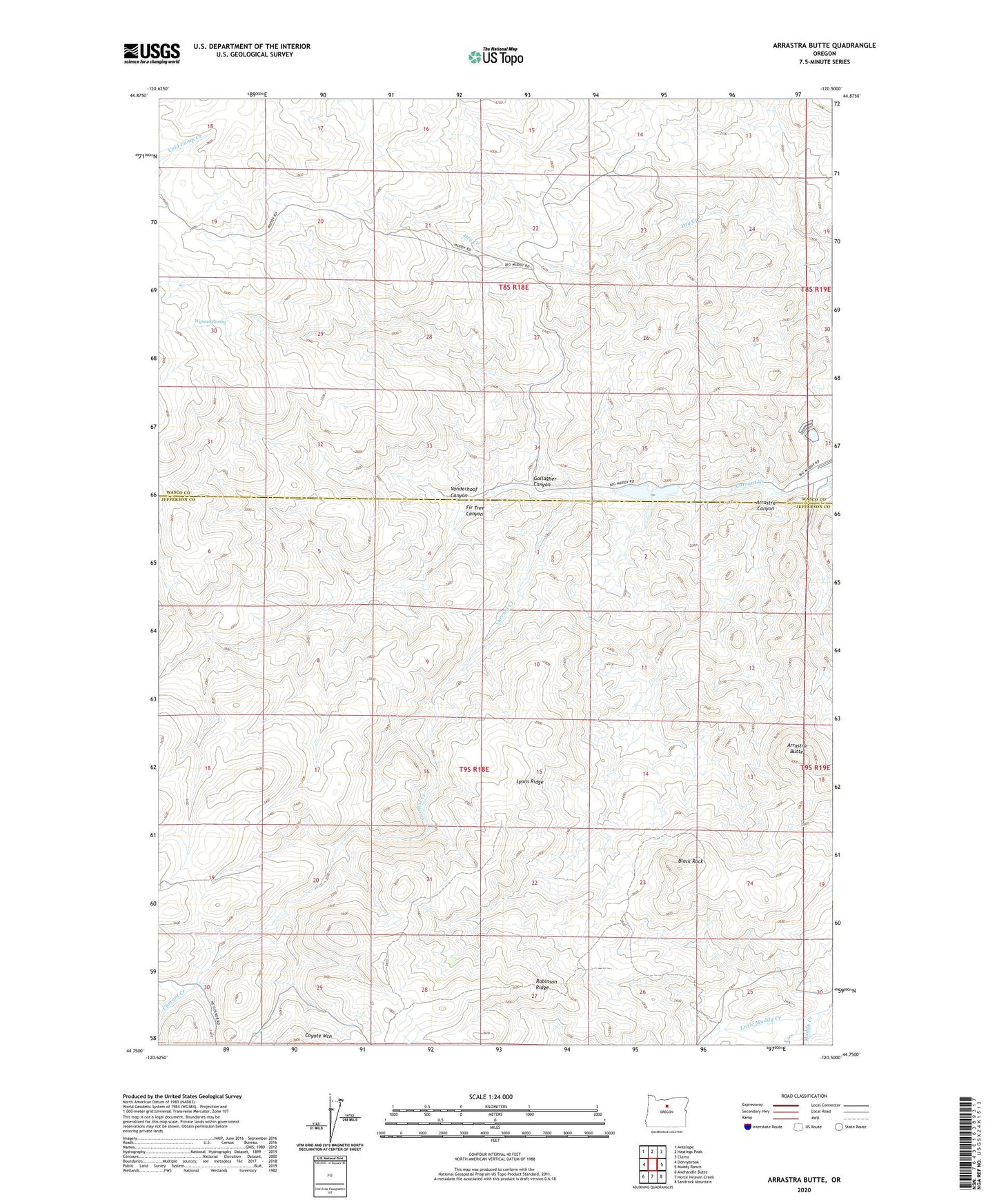 Arrastra Butte Oregon US Topo Map Image