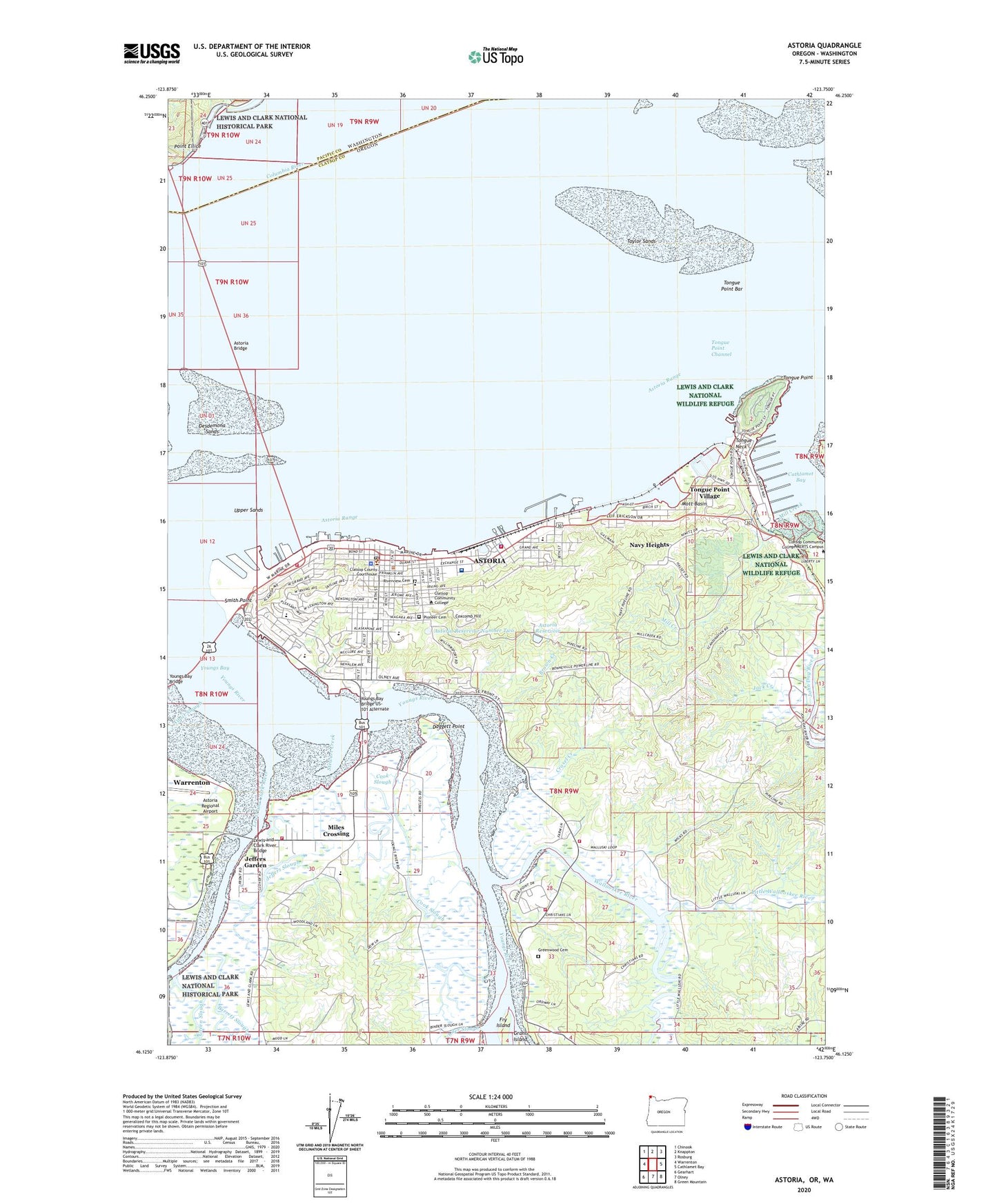Astoria Oregon US Topo Map Image
