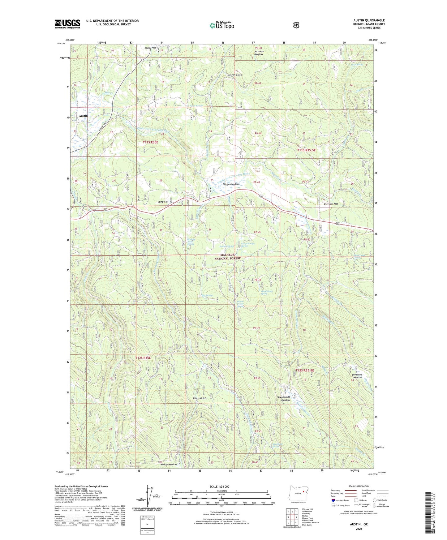 Austin Oregon US Topo Map Image