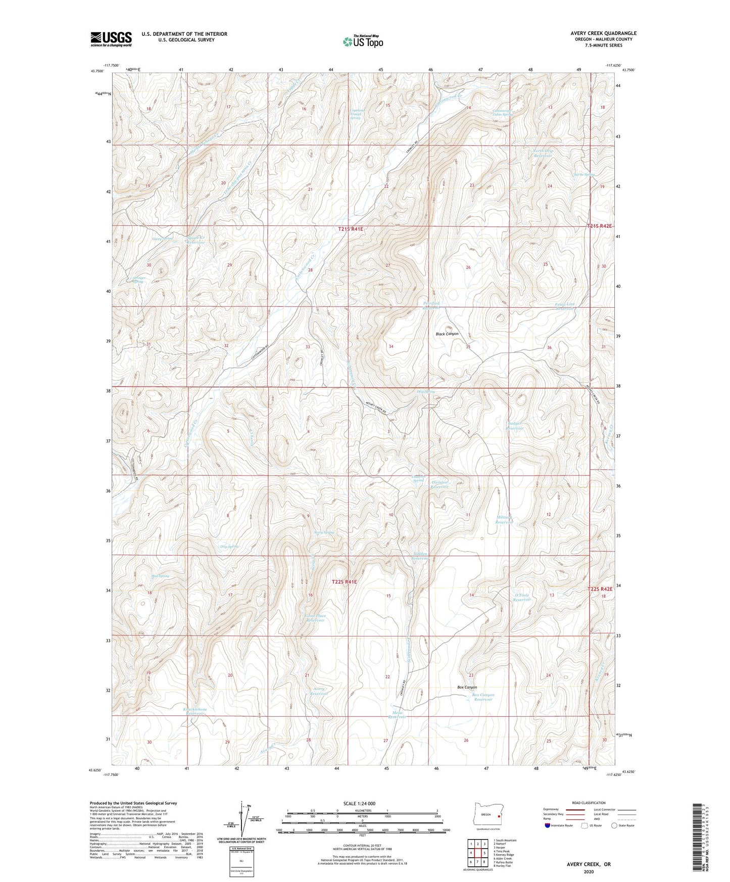 Avery Creek Oregon US Topo Map Image