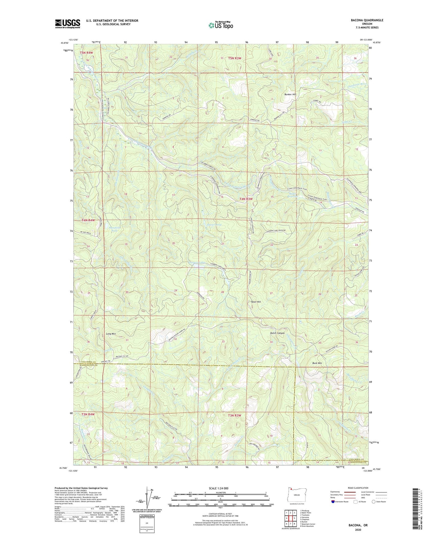 Bacona Oregon US Topo Map Image