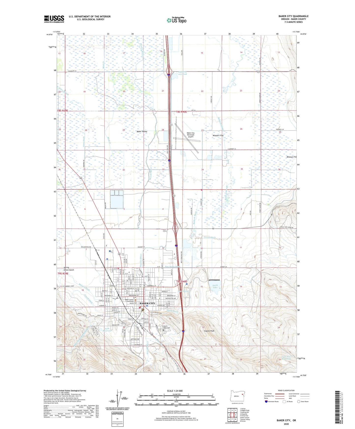 Baker City Oregon US Topo Map Image