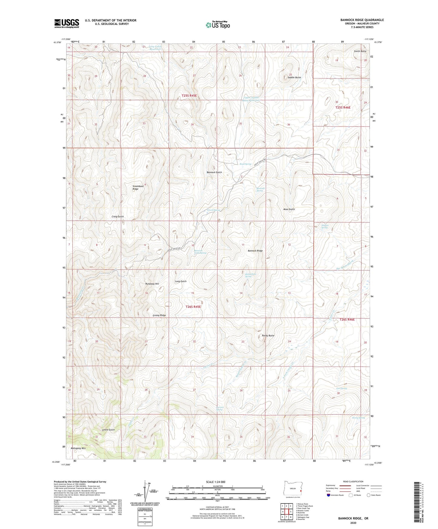 Bannock Ridge Oregon US Topo Map Image