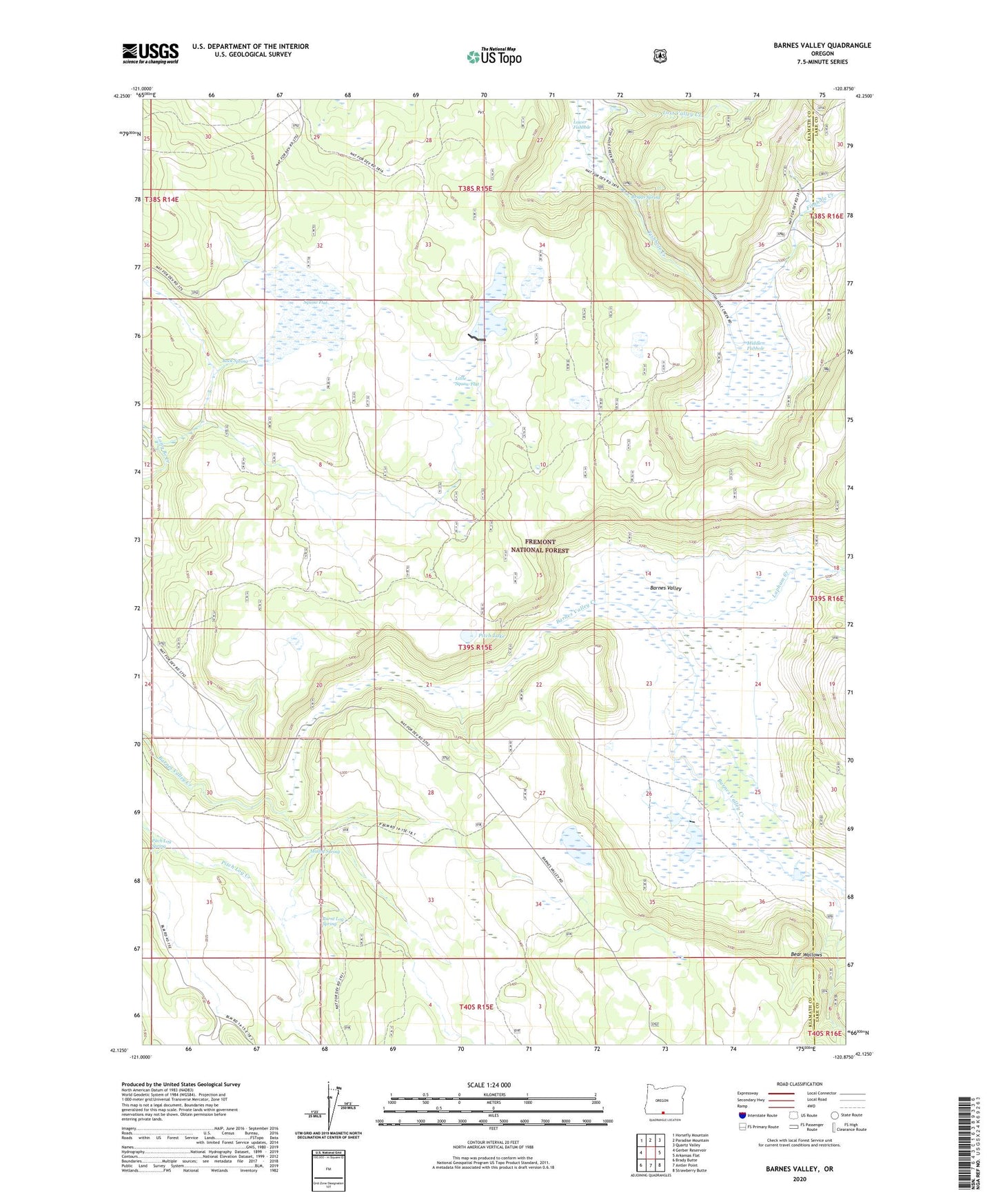 Barnes Valley Oregon US Topo Map Image