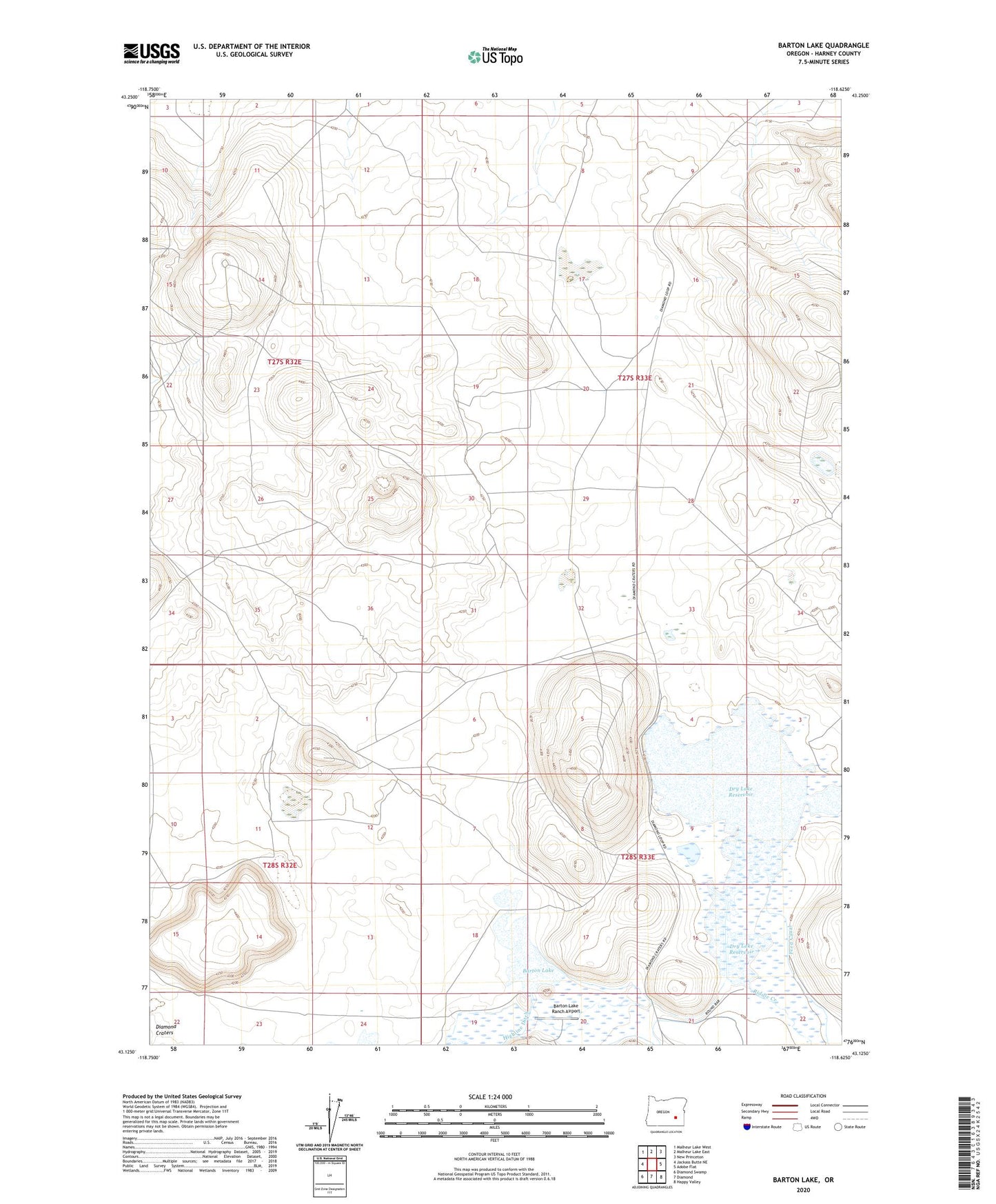 Barton Lake Oregon US Topo Map Image