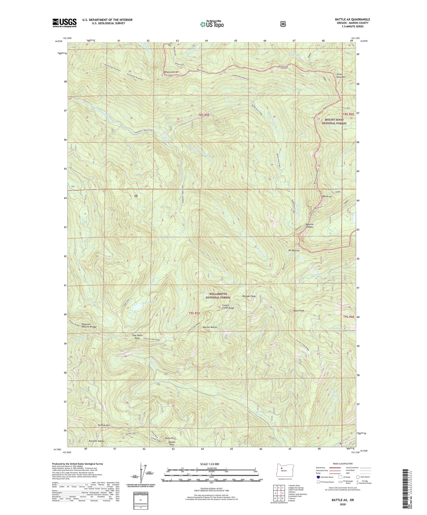 Battle Ax Oregon US Topo Map Image