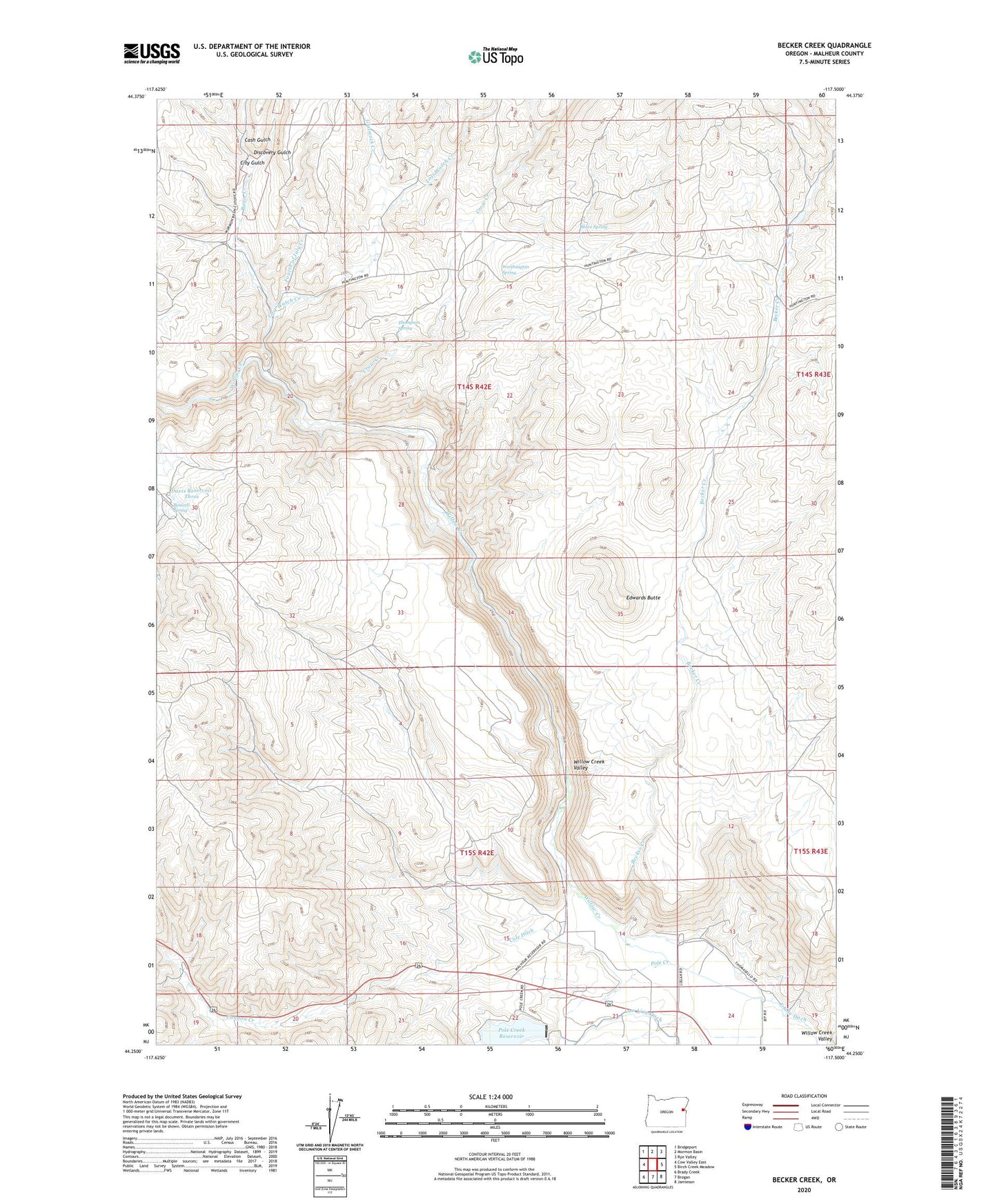 Becker Creek Oregon US Topo Map Image