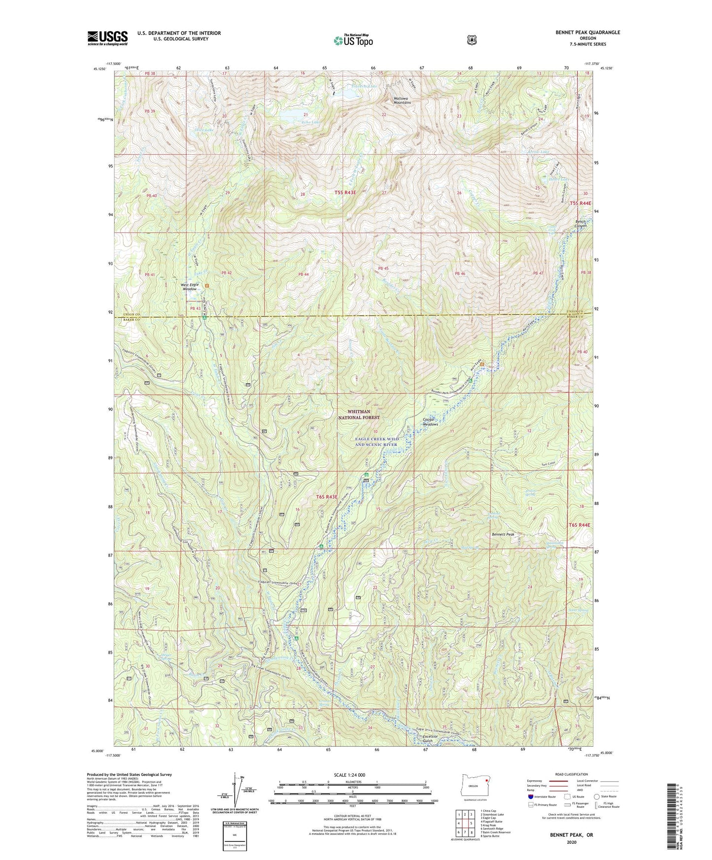 Bennet Peak Oregon US Topo Map Image