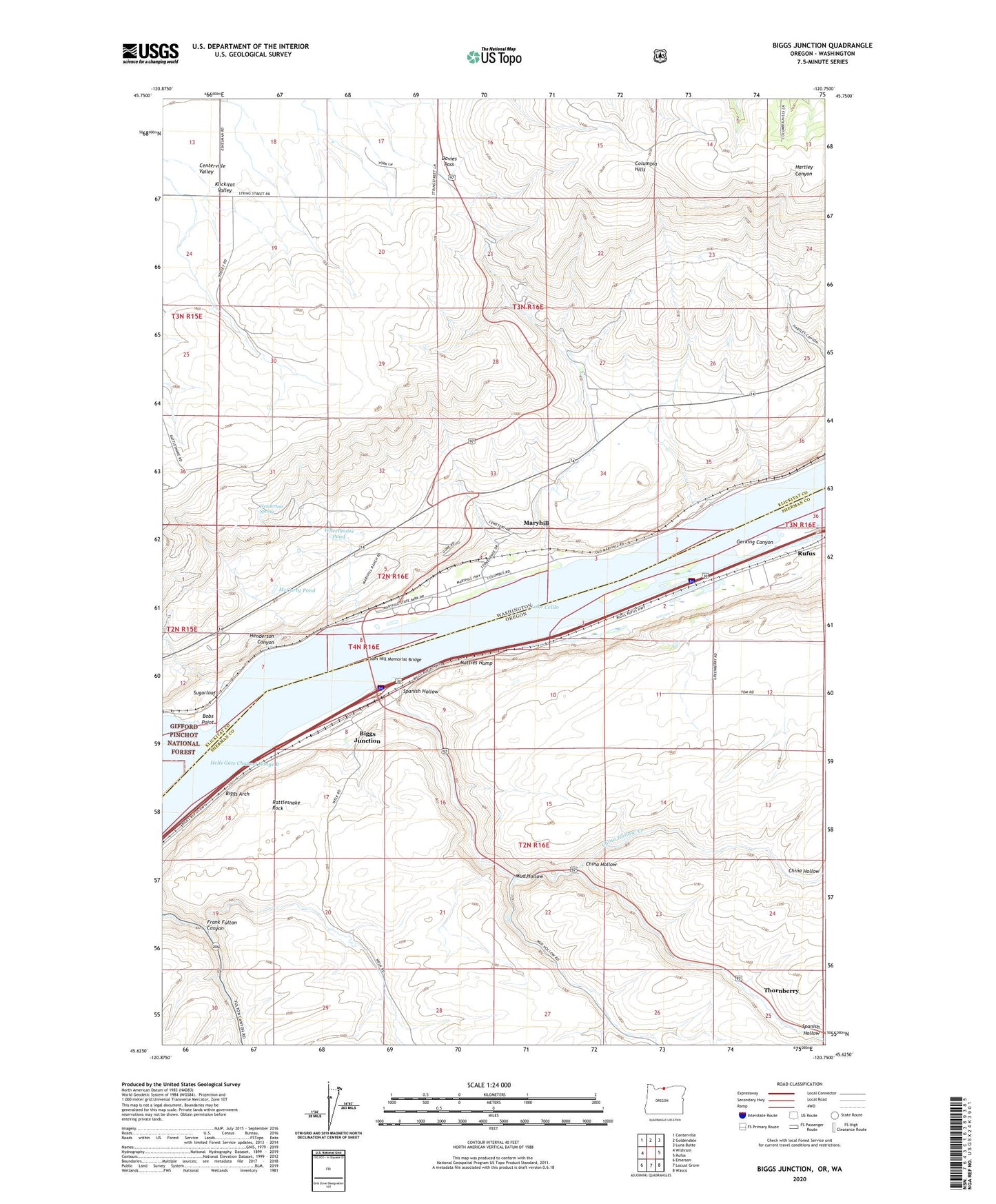 Biggs Junction Oregon US Topo Map Image