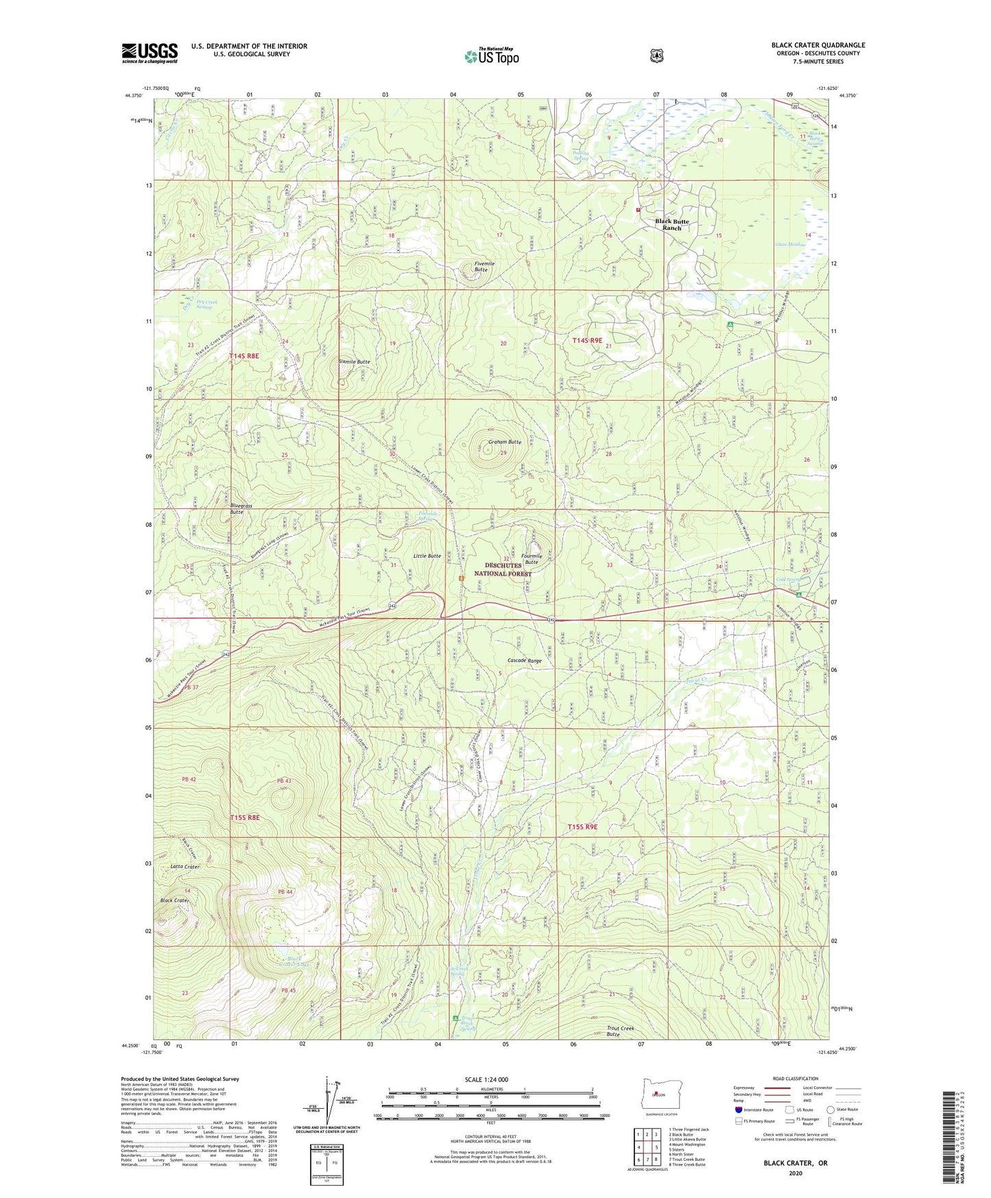Black Crater Oregon US Topo Map Image