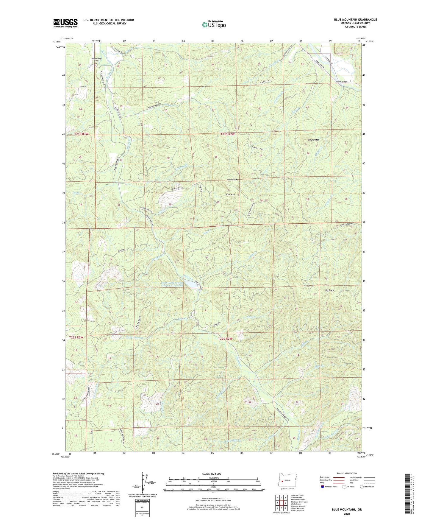 Blue Mountain Oregon US Topo Map Image