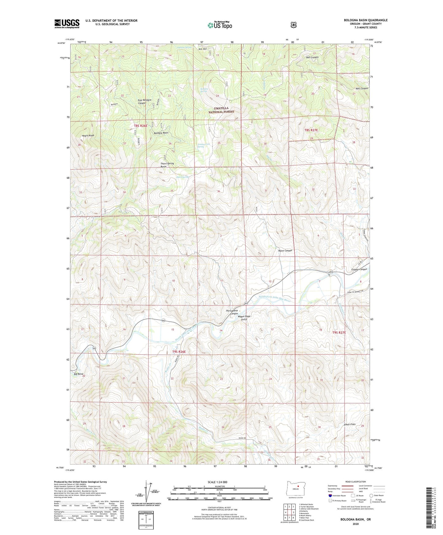 Bologna Basin Oregon US Topo Map Image