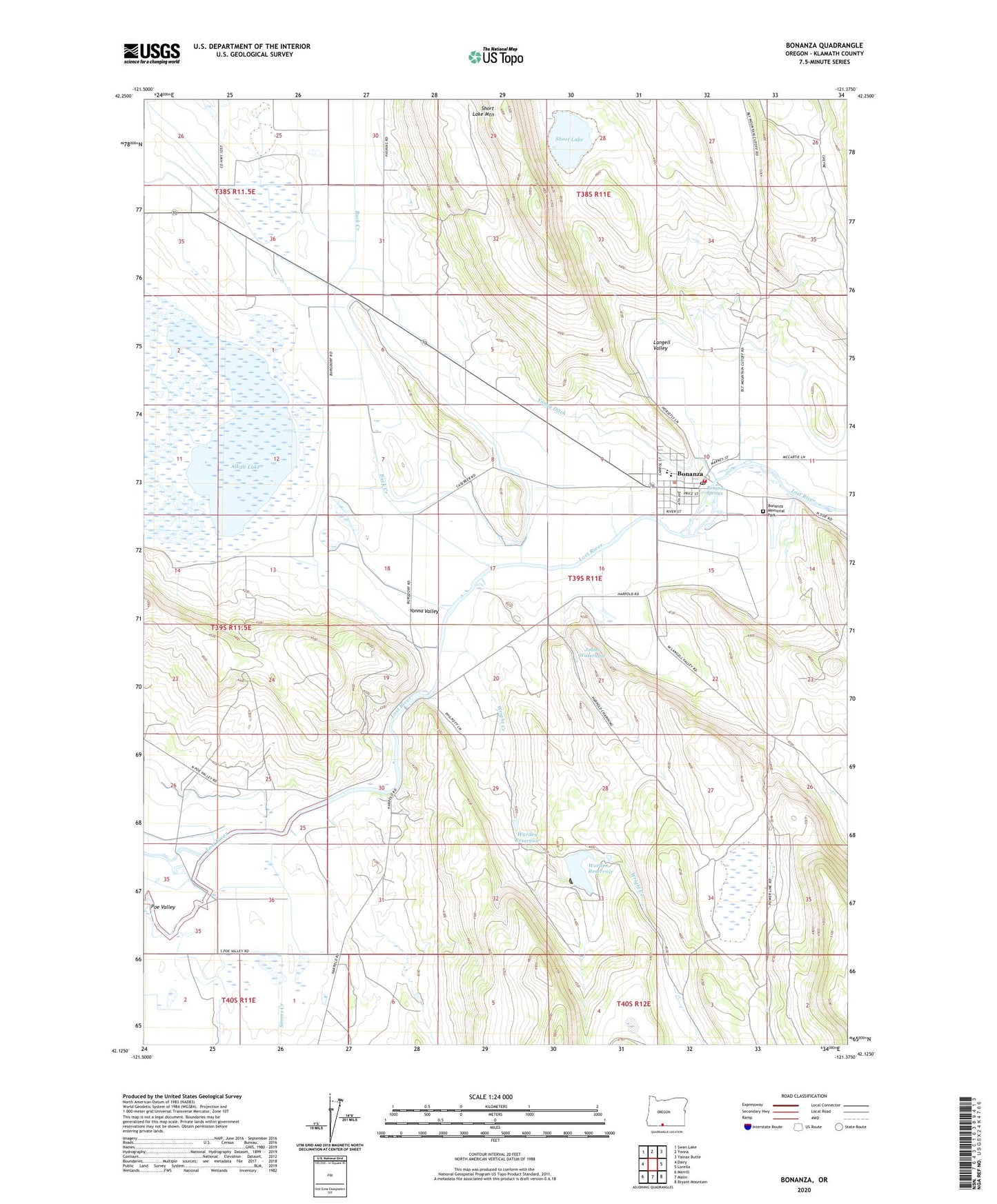 Bonanza Oregon US Topo Map Image