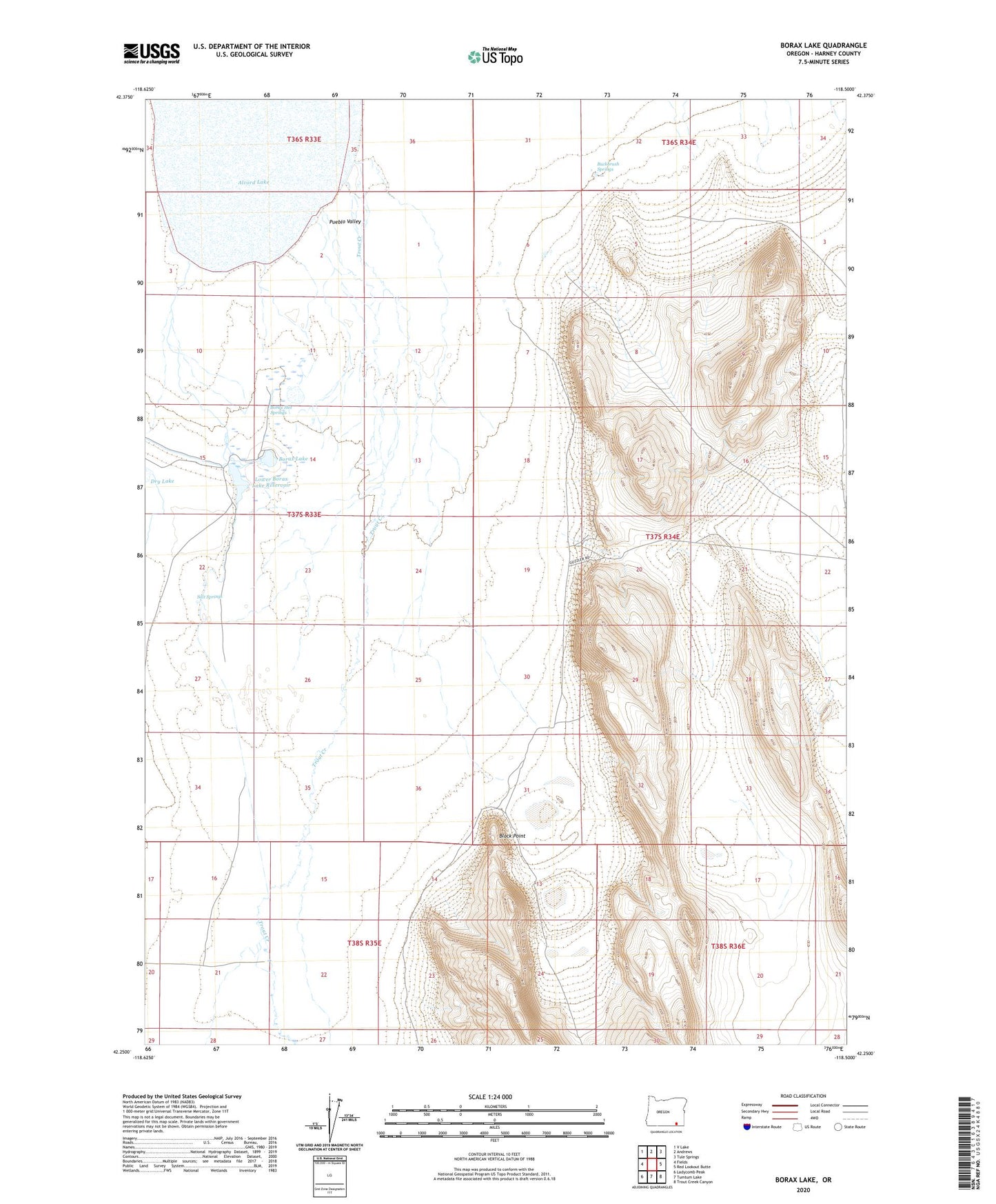 Borax Lake Oregon US Topo Map Image