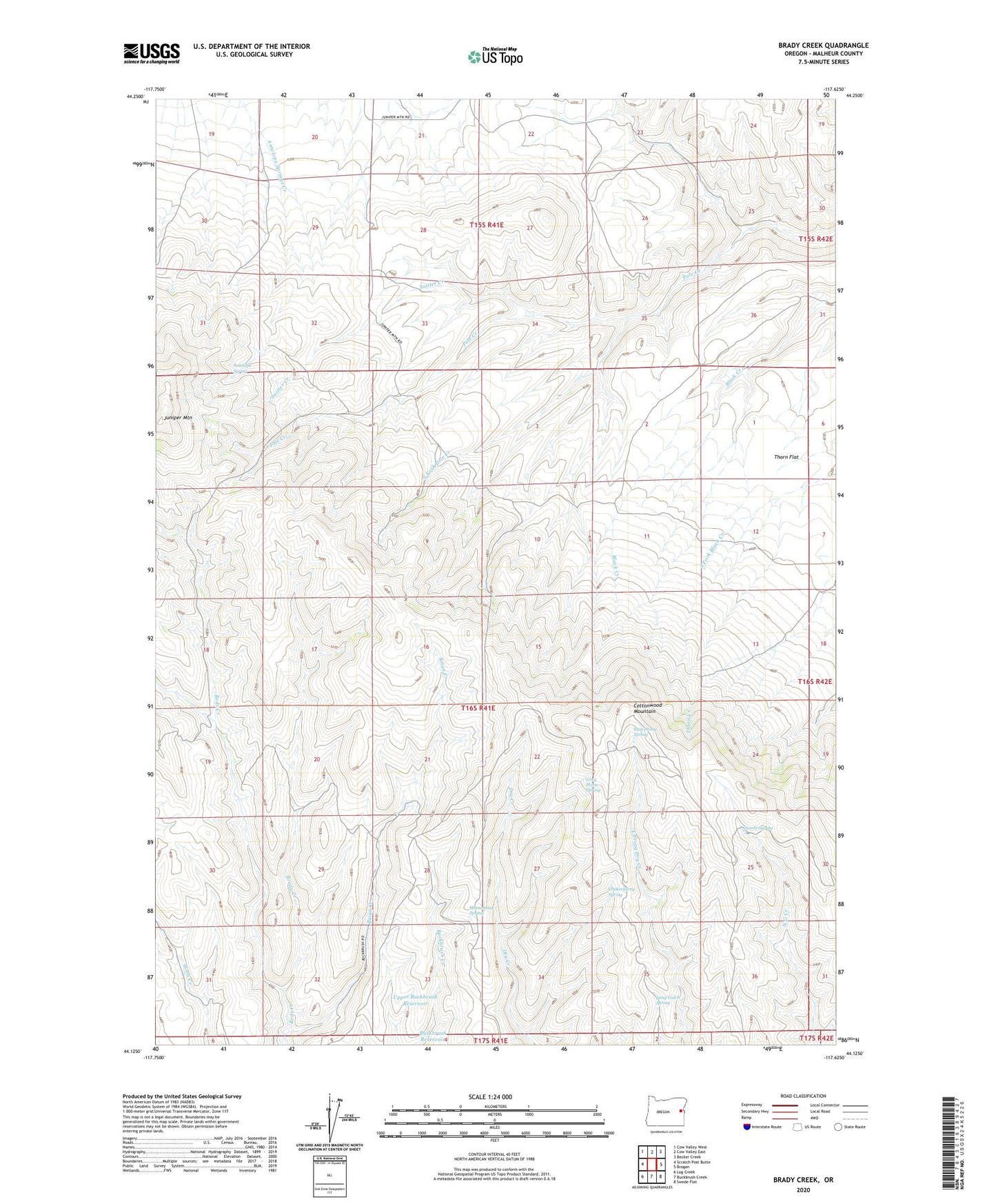 Brady Creek Oregon US Topo Map Image