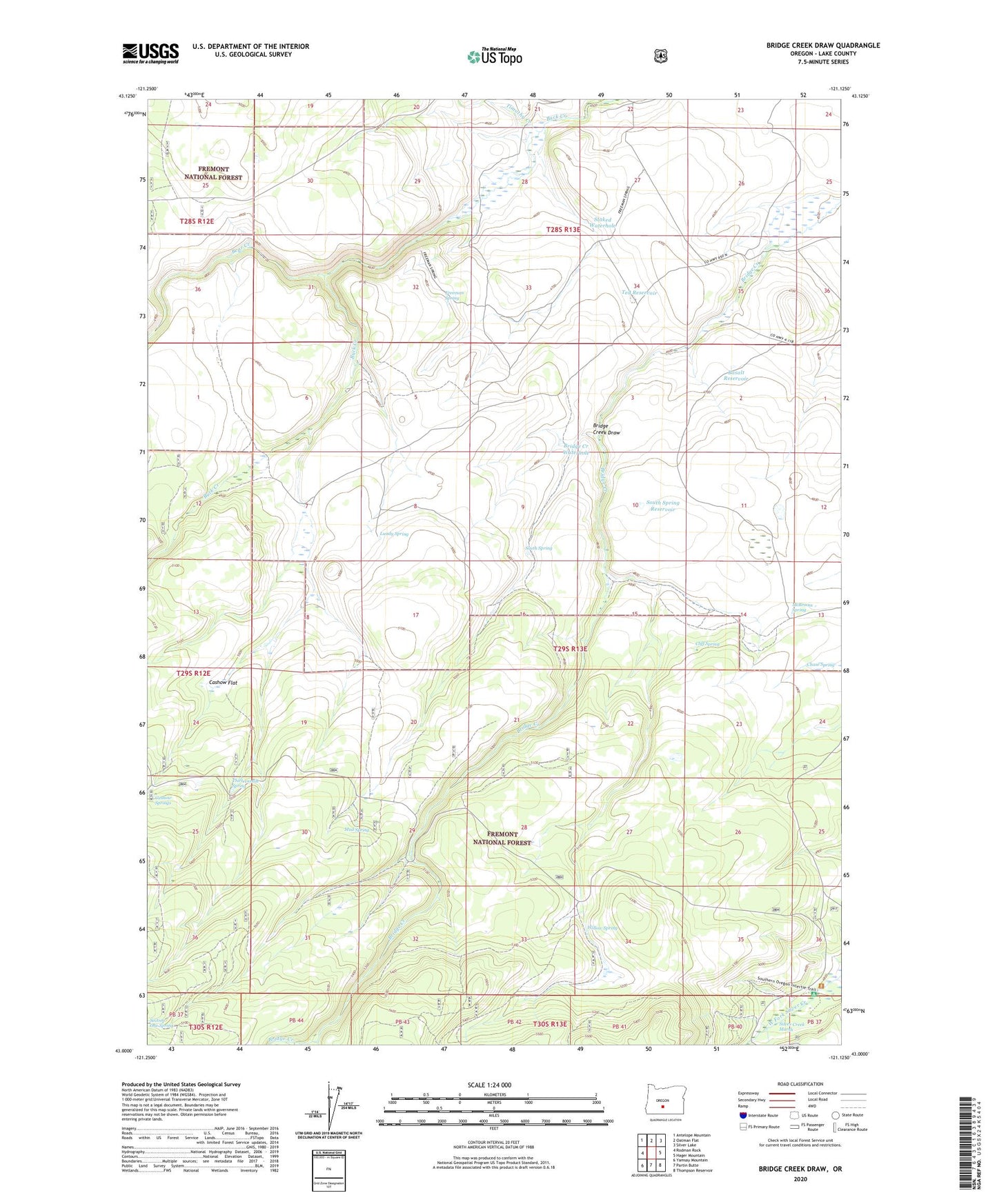 Bridge Creek Draw Oregon US Topo Map Image