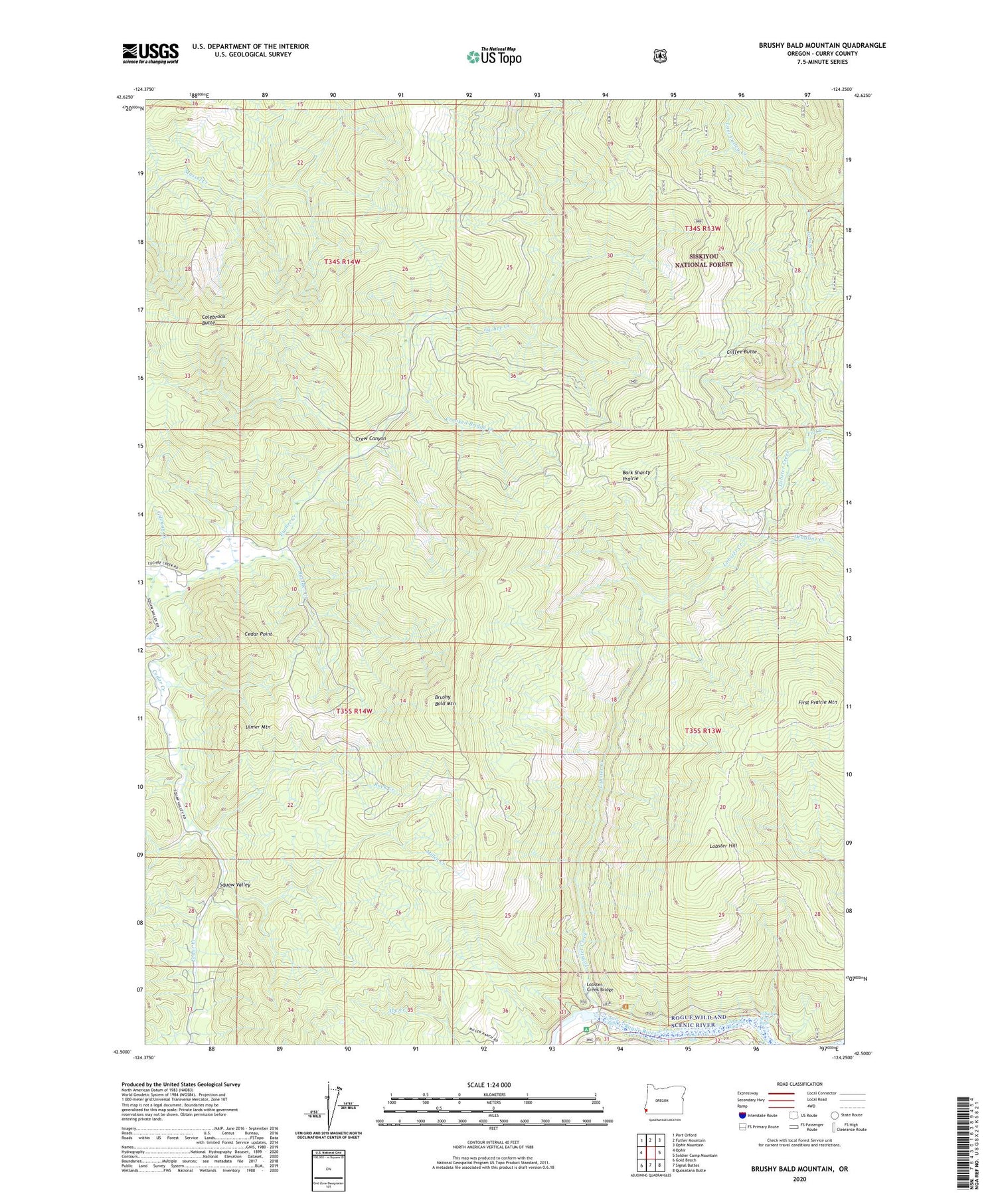 Brushy Bald Mountain Oregon US Topo Map Image