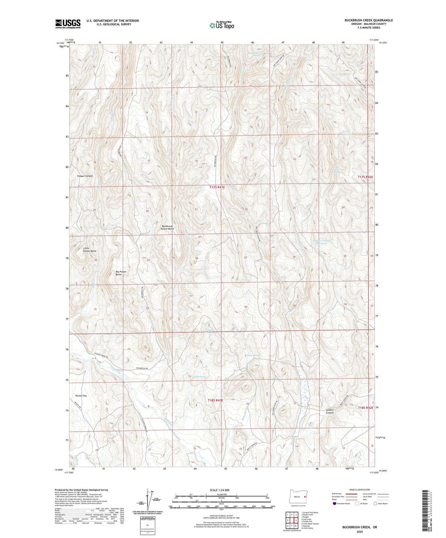 Buckbrush Creek Oregon US Topo Map Image
