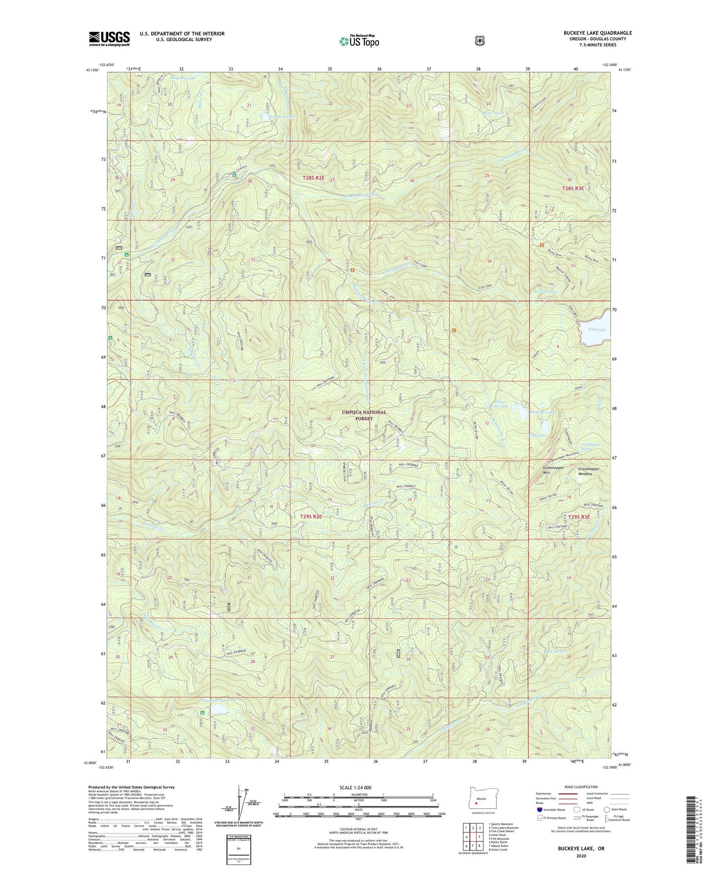 Buckeye Lake Oregon US Topo Map Image