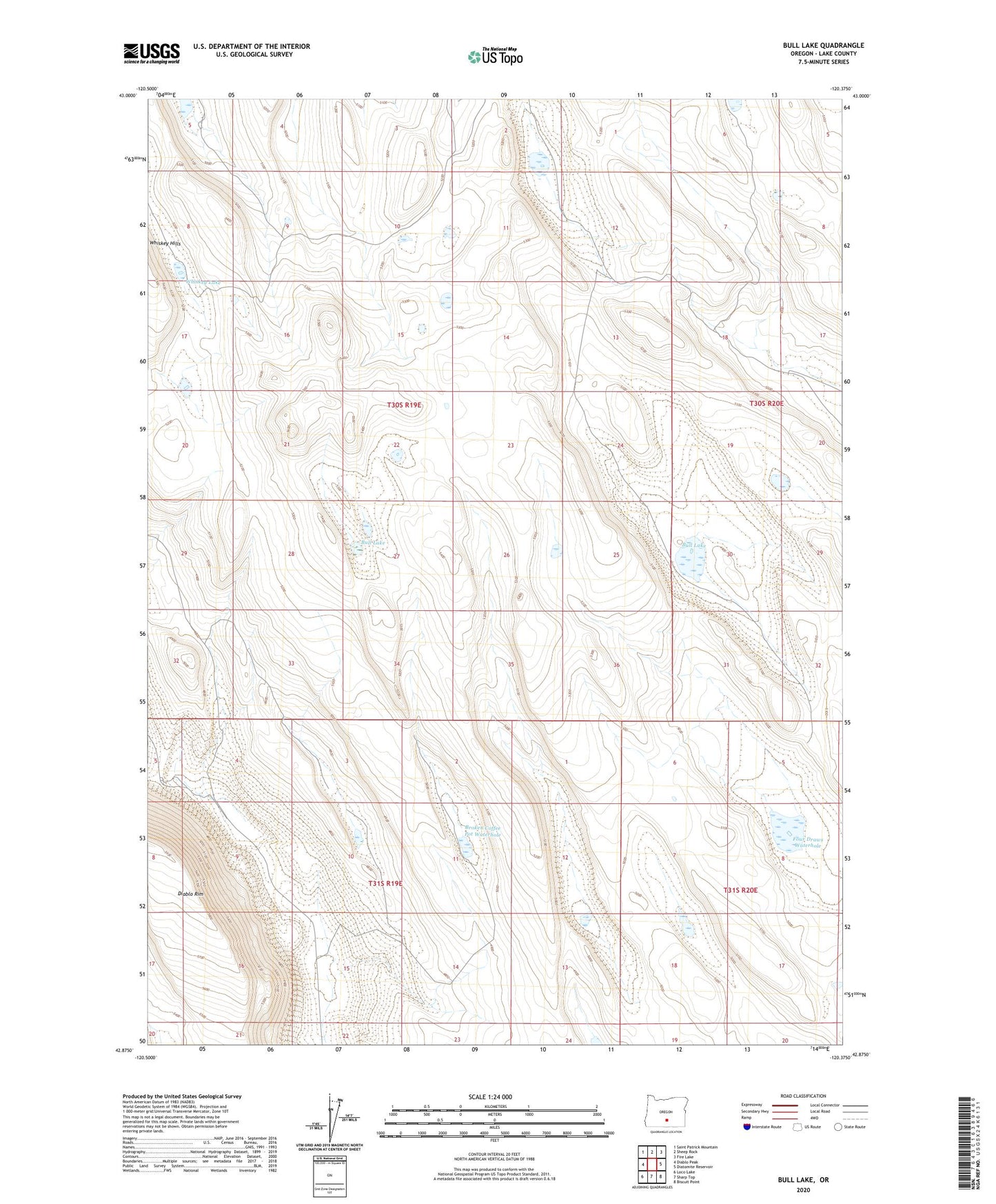 Bull Lake Oregon US Topo Map Image