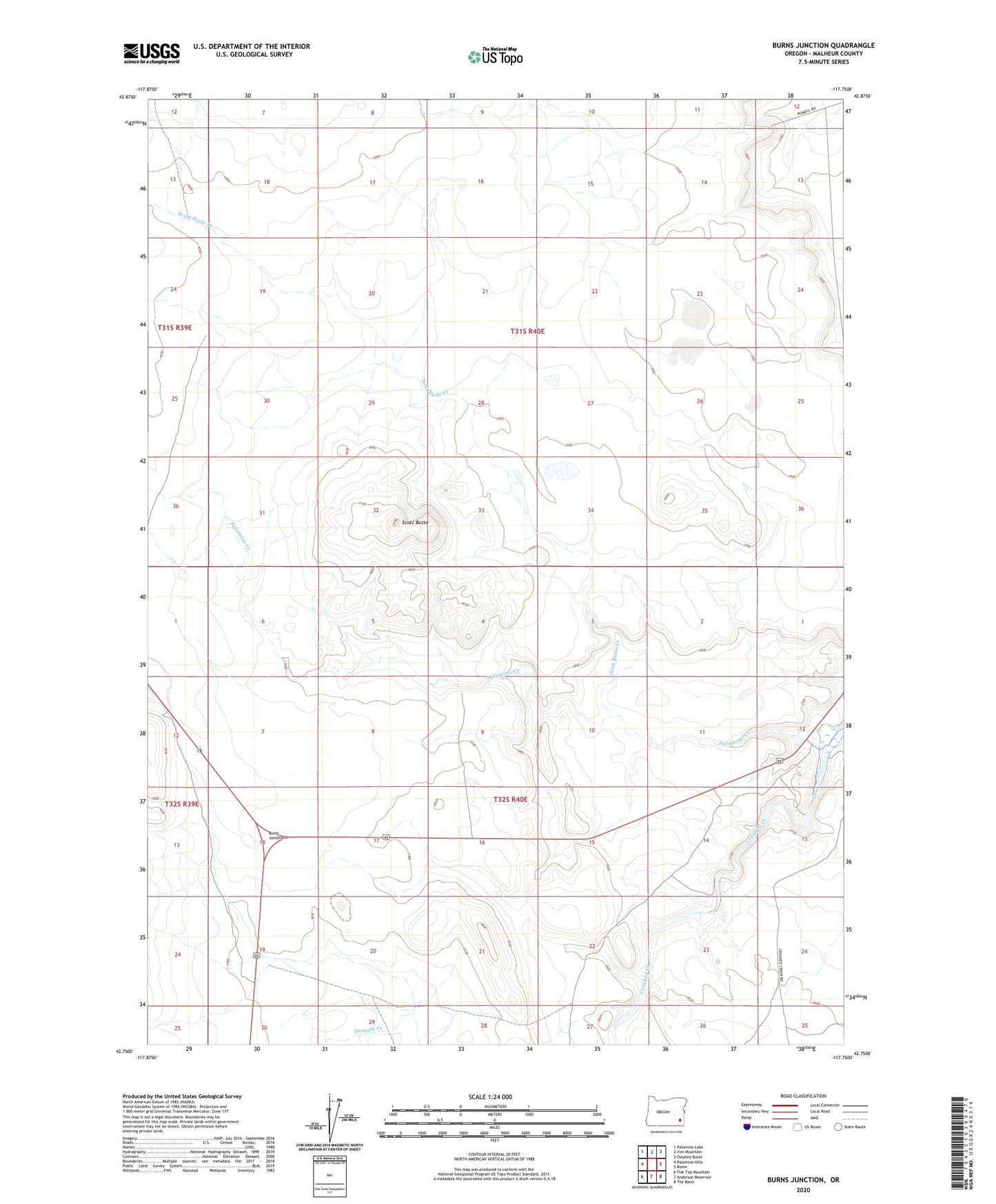Burns Junction Oregon US Topo Map Image