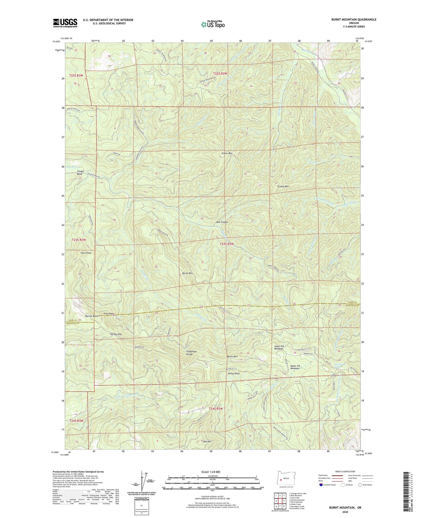 Burnt Mountain Oregon US Topo Map Image