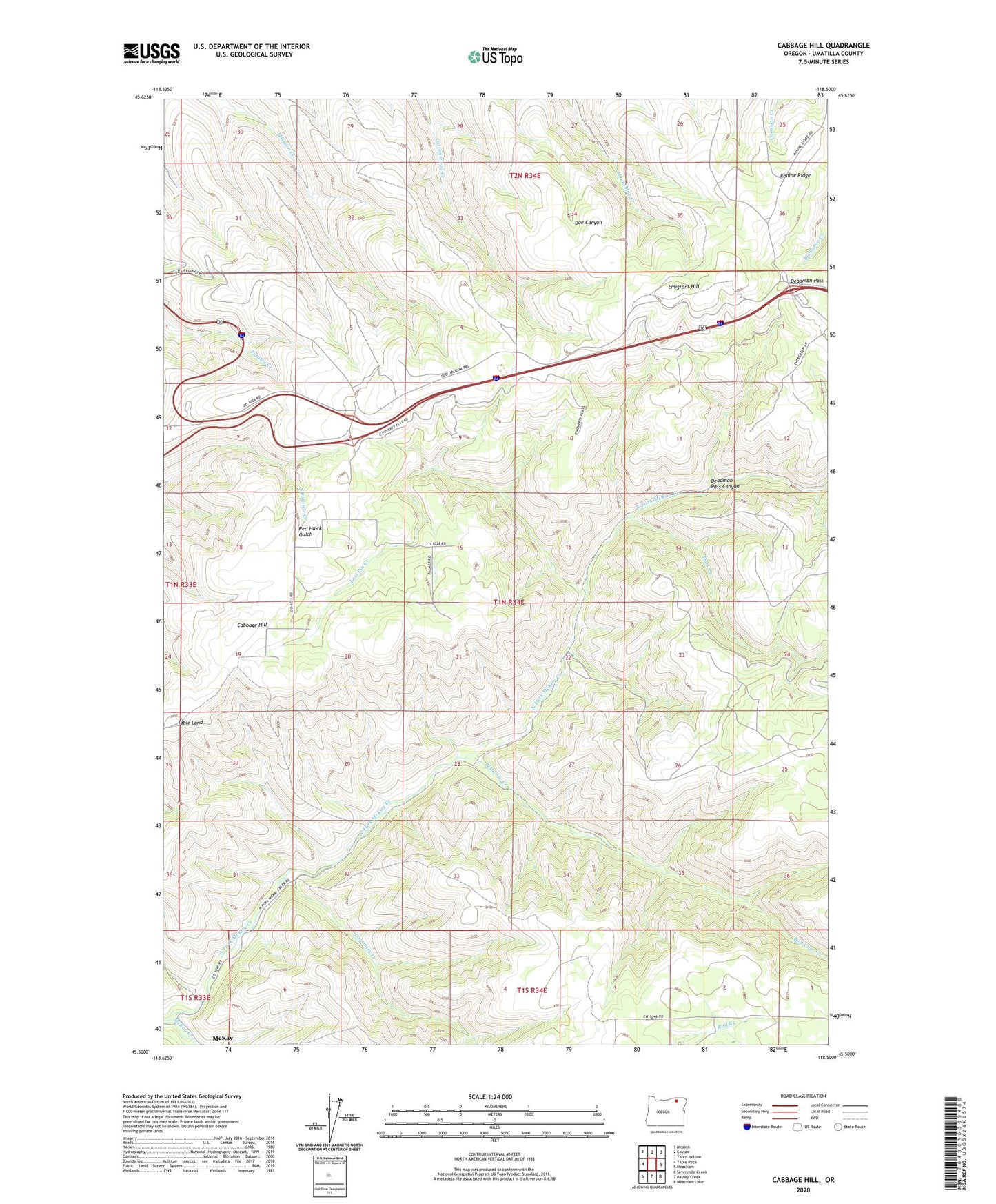 Cabbage Hill Oregon US Topo Map Image
